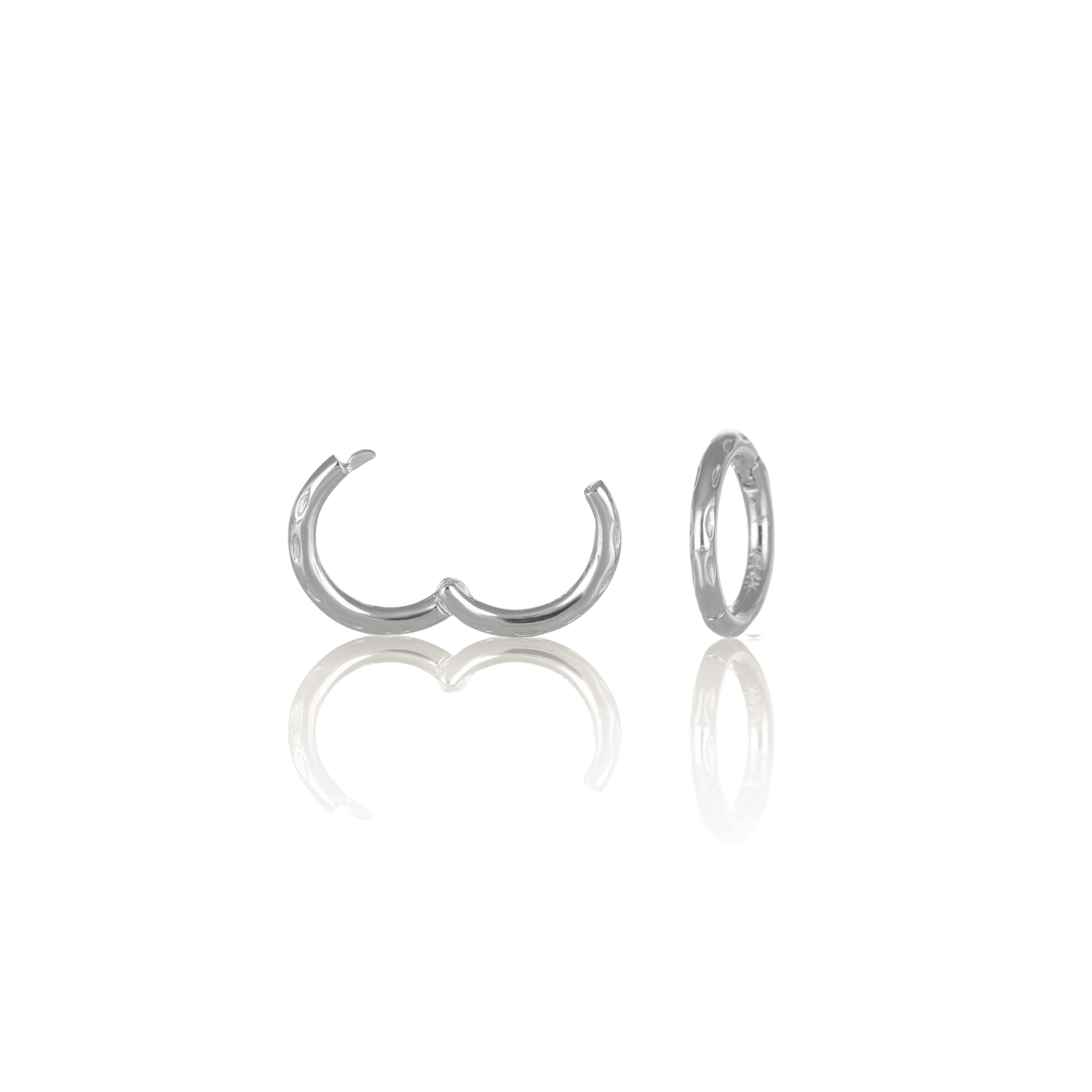 BEATTI Hoops White Gold / Pair 14K Gold Textured Clicker Hoop • 6mm BTEG018 SMALL 14K Gold Textured Clicker Hoop • 6mm