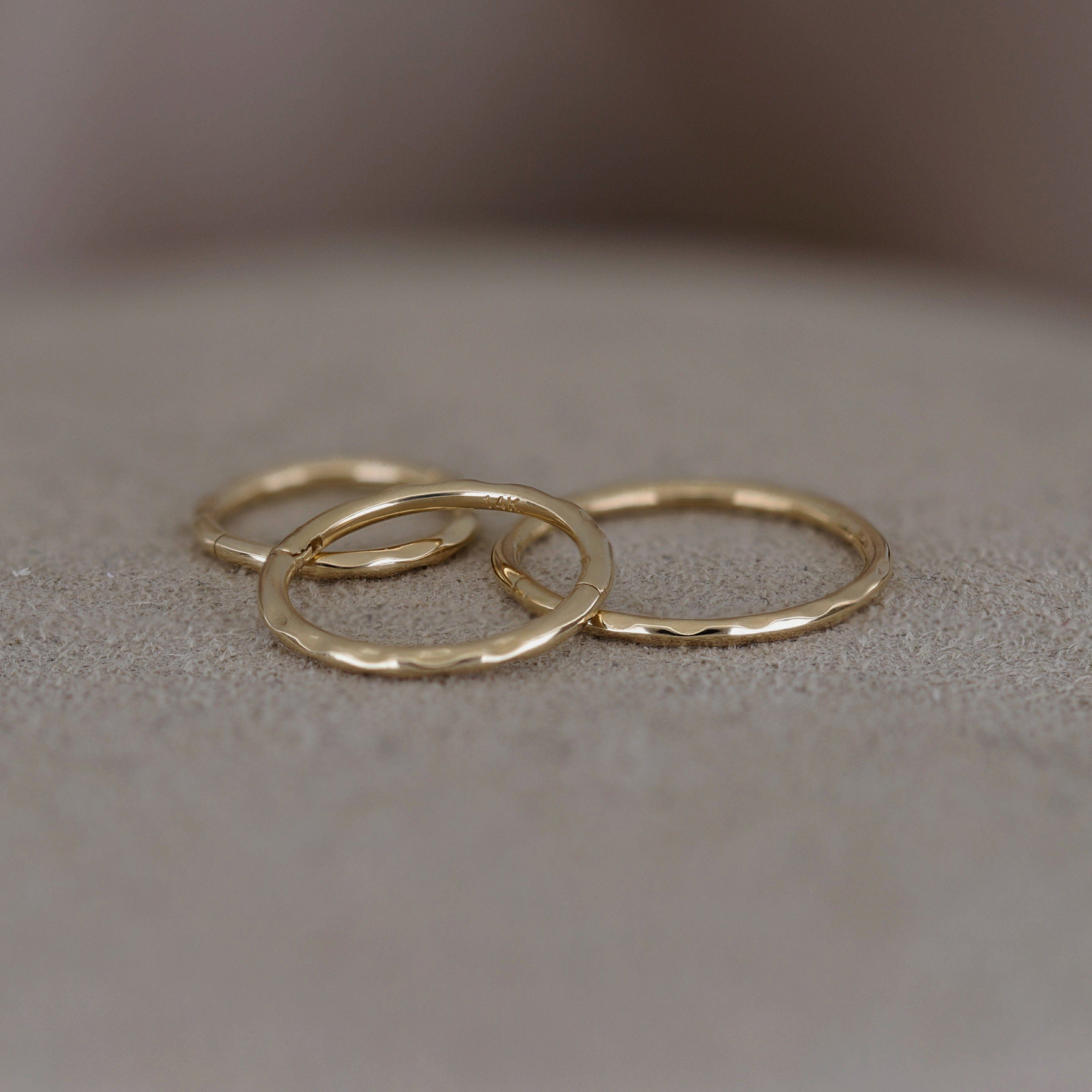 BEATTI Hoops 14K Gold Textured Clicker Hoops 14K Gold Textured Clicker Hoops
