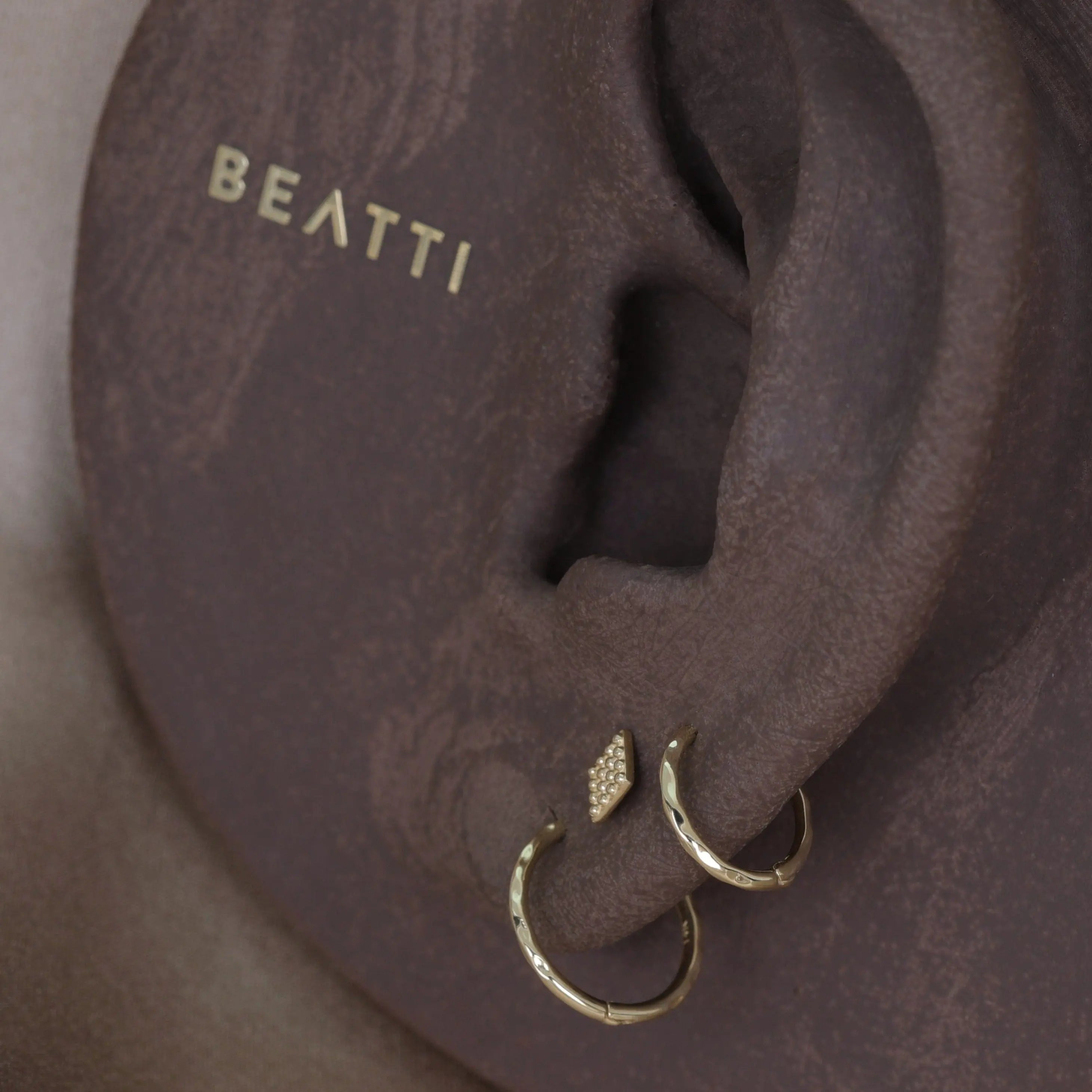 BEATTI Hoops 14K Gold Textured Clicker Hoops 14K Gold Textured Clicker Hoops