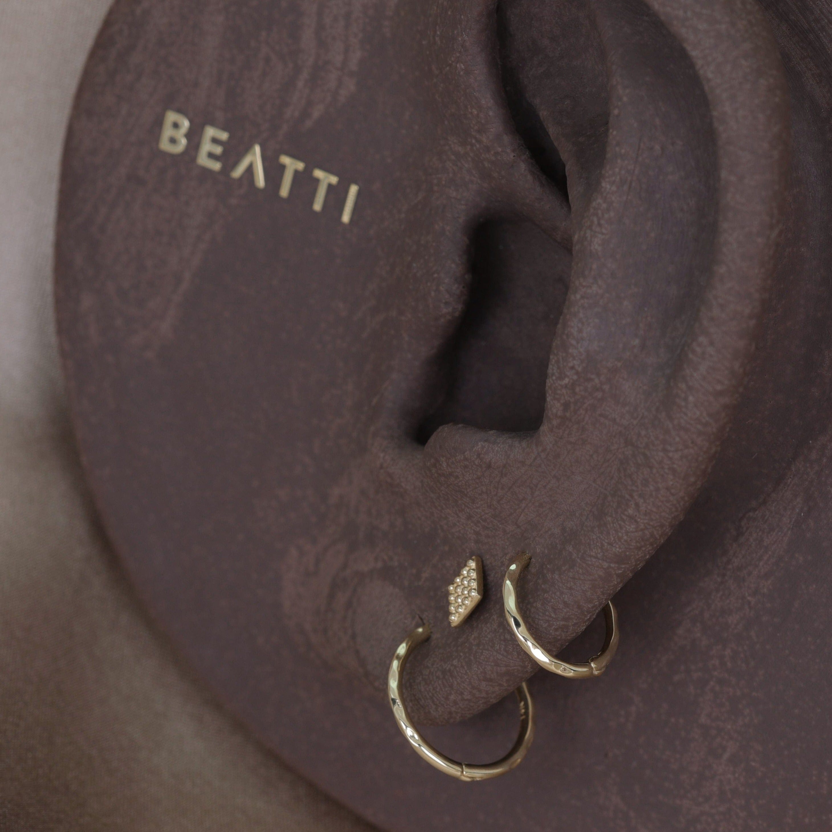 BEATTI Hoops 14K Gold Textured Clicker Hoops 14K Gold Textured Clicker Hoops