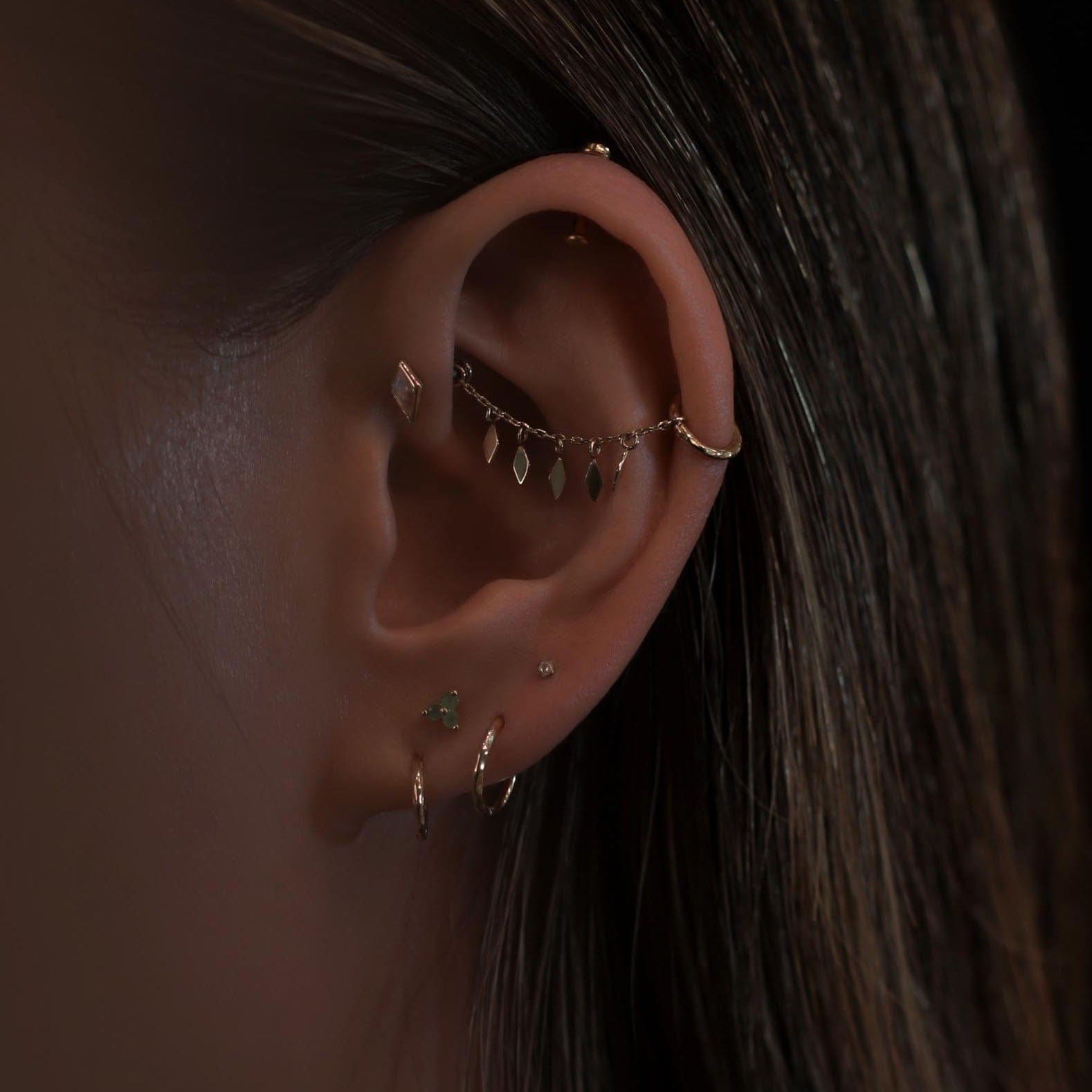 BEATTI Hoops 14K Gold Textured Clicker Hoops 14K Gold Textured Clicker Hoops