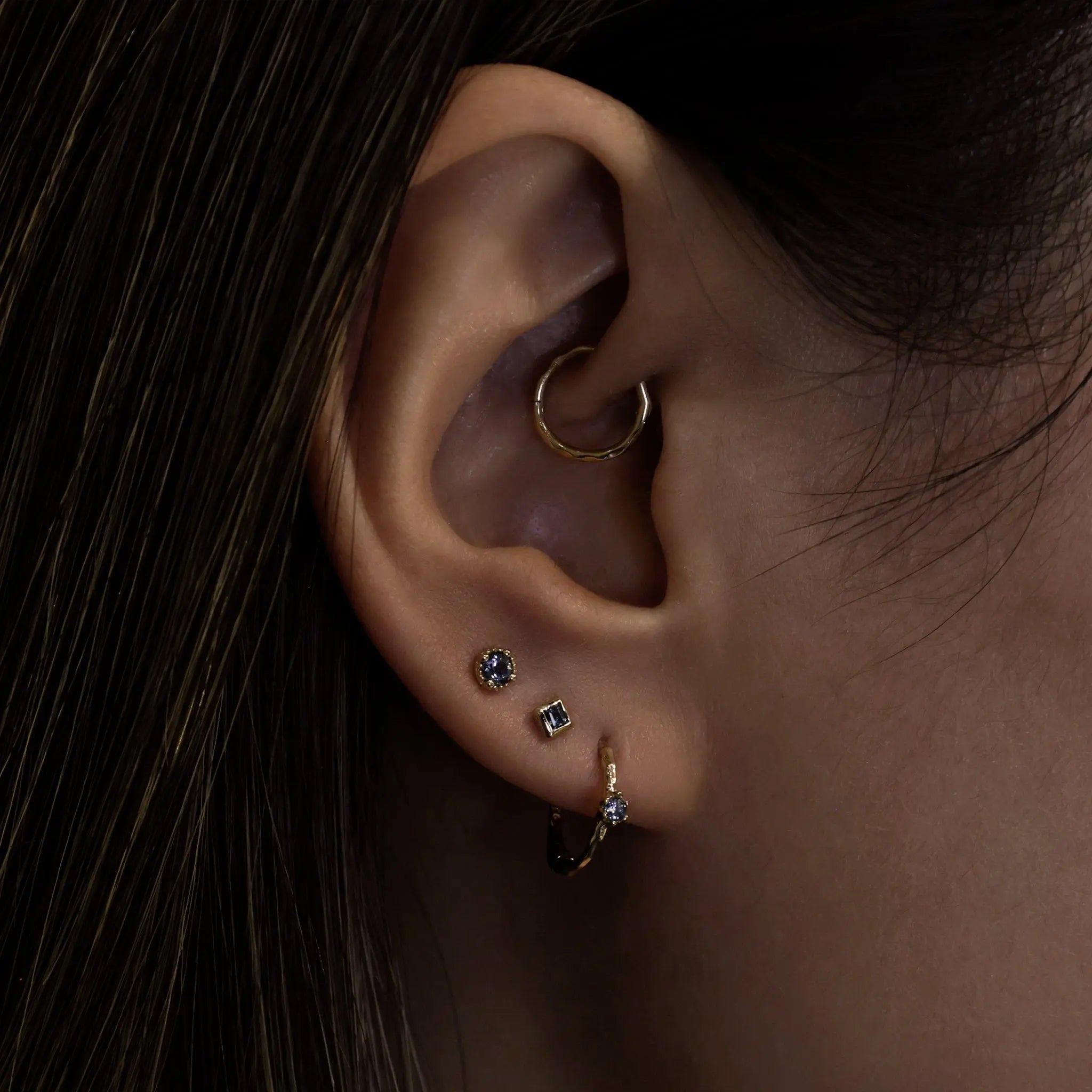 BEATTI Hoops 14K Gold Textured Clicker Hoops 14K Gold Textured Clicker Hoops