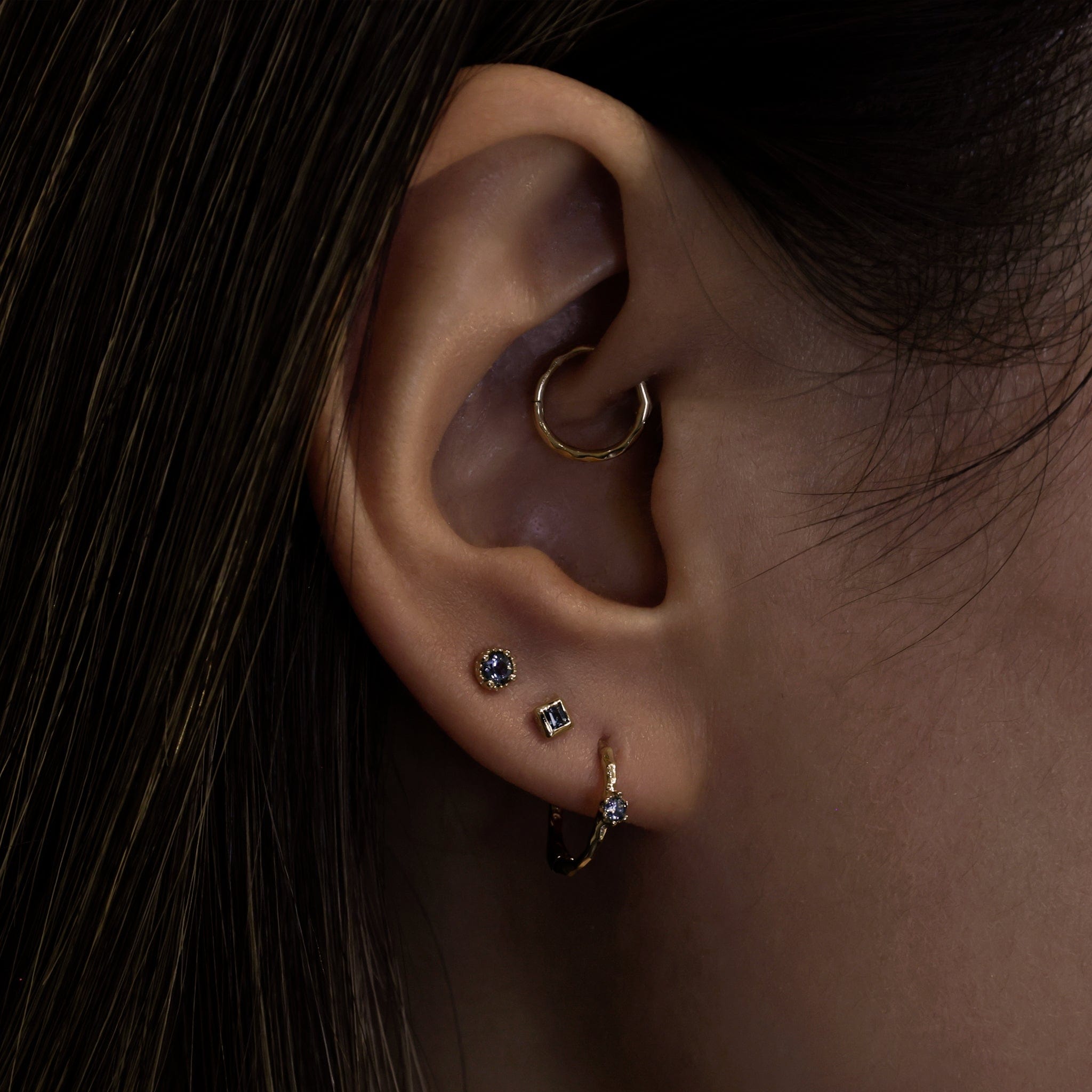 BEATTI Hoops 14K Gold Textured Clicker Hoops 14K Gold Textured Clicker Hoops