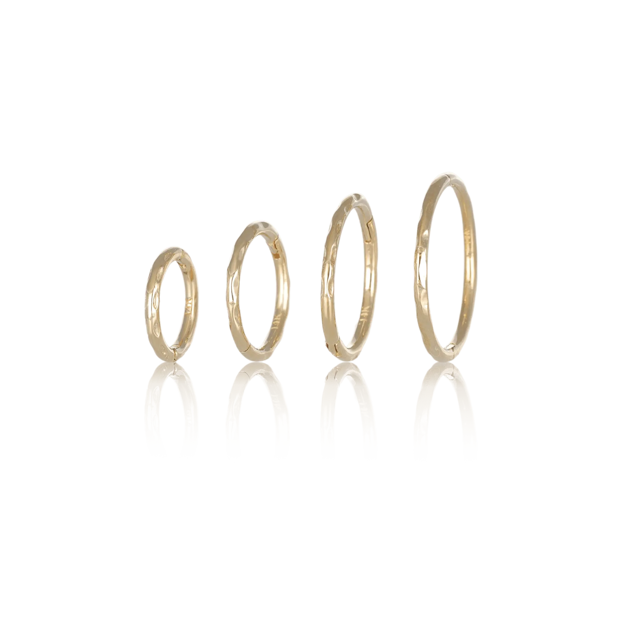 BEATTI Hoops Gold / 6mm / Single 14K Gold Textured Clicker Hoops BTEG018 SMALL 14K Gold Textured Clicker Hoops