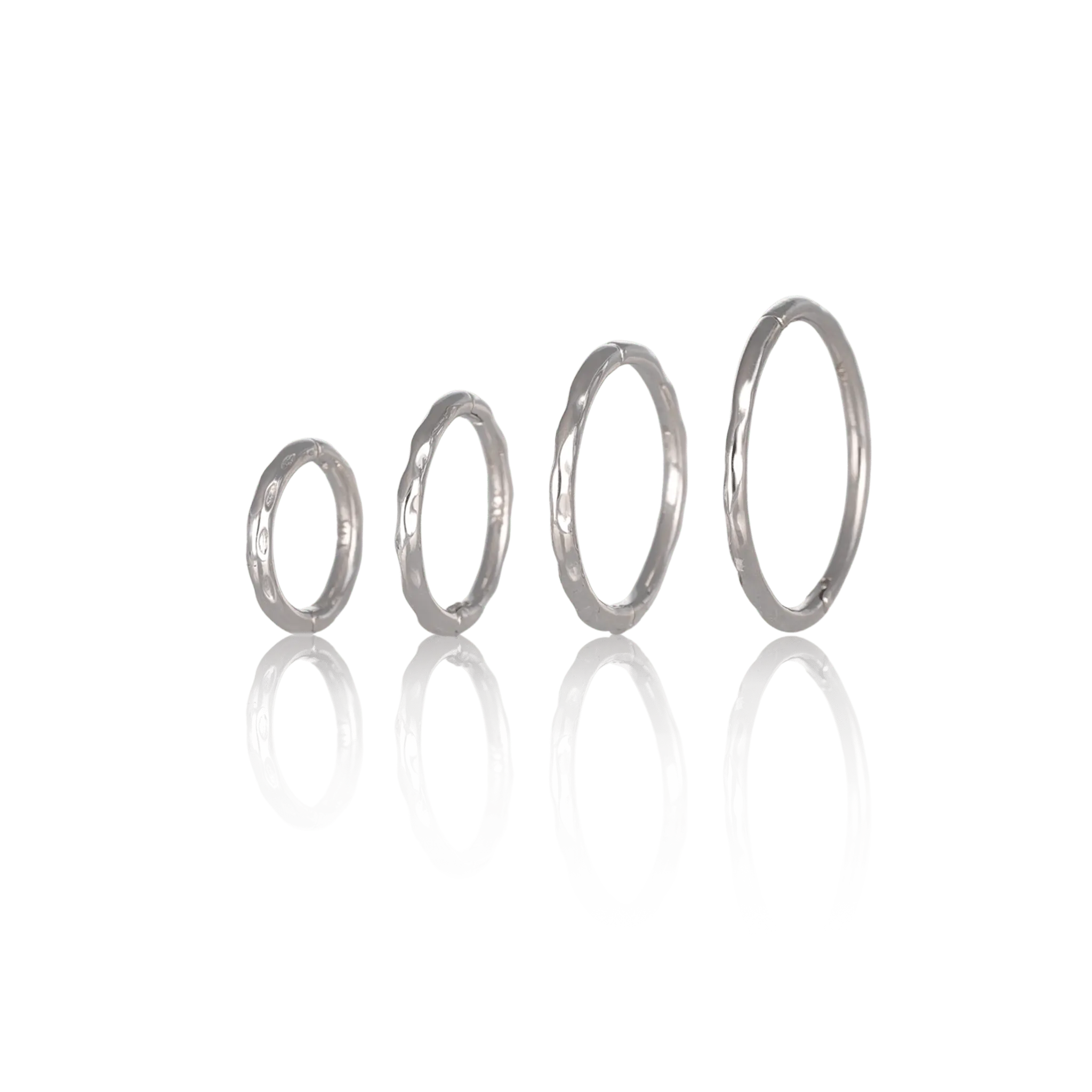 BEATTI Hoops White Gold / 6mm / Single 14K Gold Textured Clicker Hoops BTEG018 SMALL 14K Gold Textured Clicker Hoops