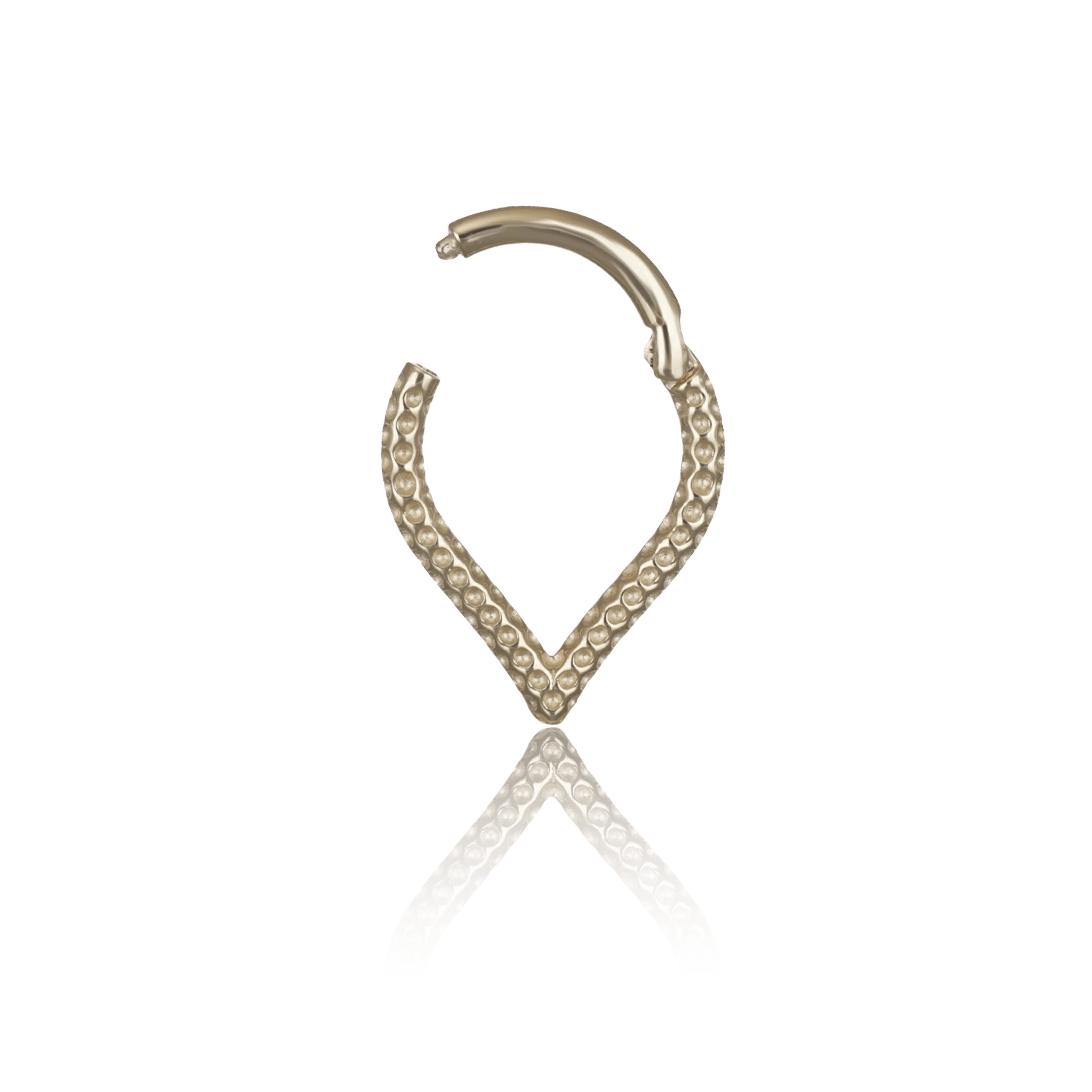 BEATTI Hoops 14K Gold Textured Pointy Clicker 14K Gold Textured Pointy Clicker