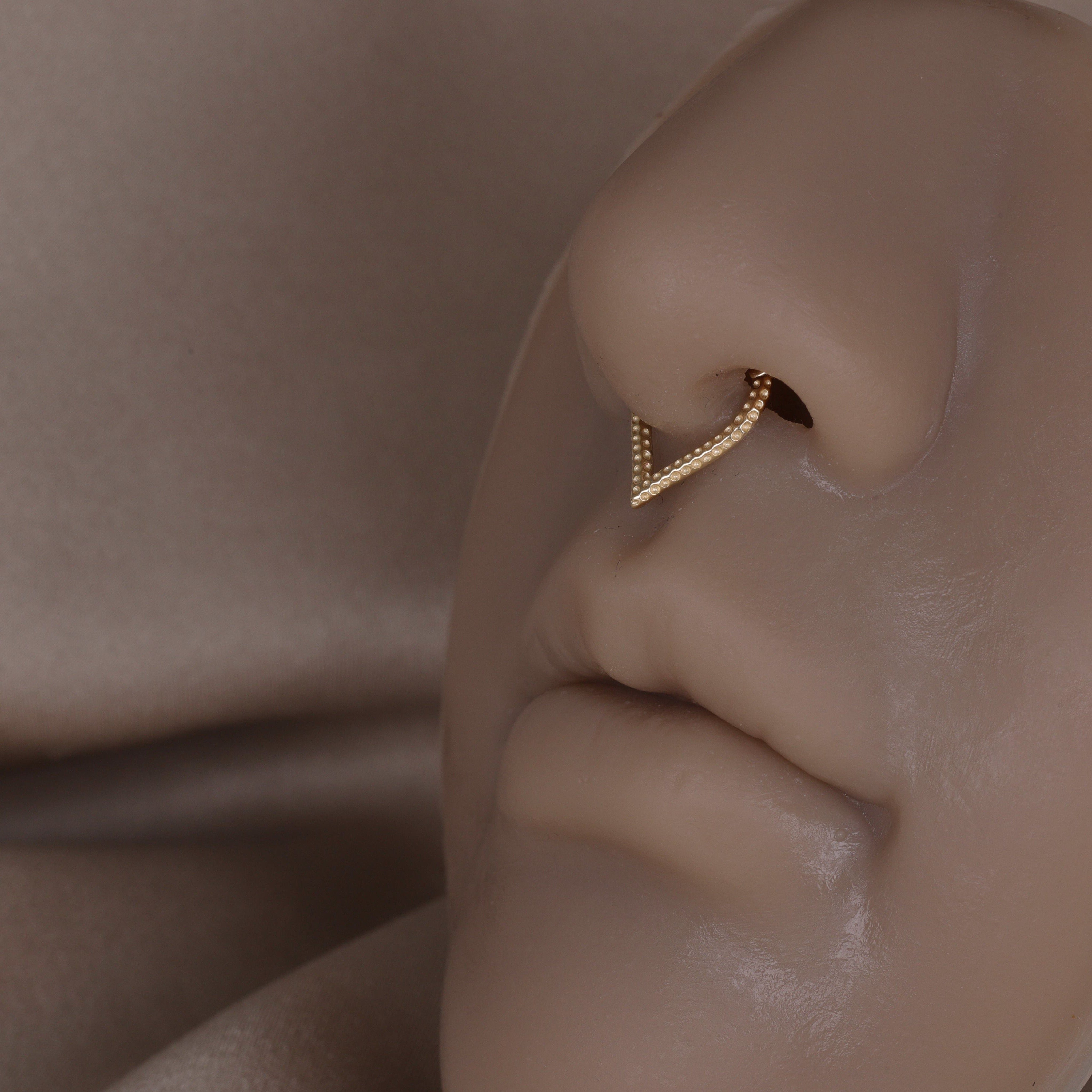 BEATTI Hoops 14K Gold Textured Pointy Clicker 14K Gold Textured Pointy Clicker