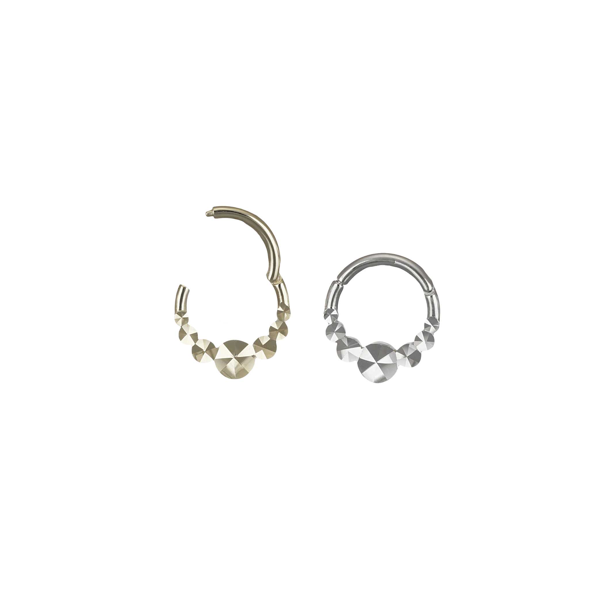 BEATTI Hoops 14K Solid Gold Gemma Diamond Cut Hoop Clicker 14k Solid Gold Double Pave Daith Hoop