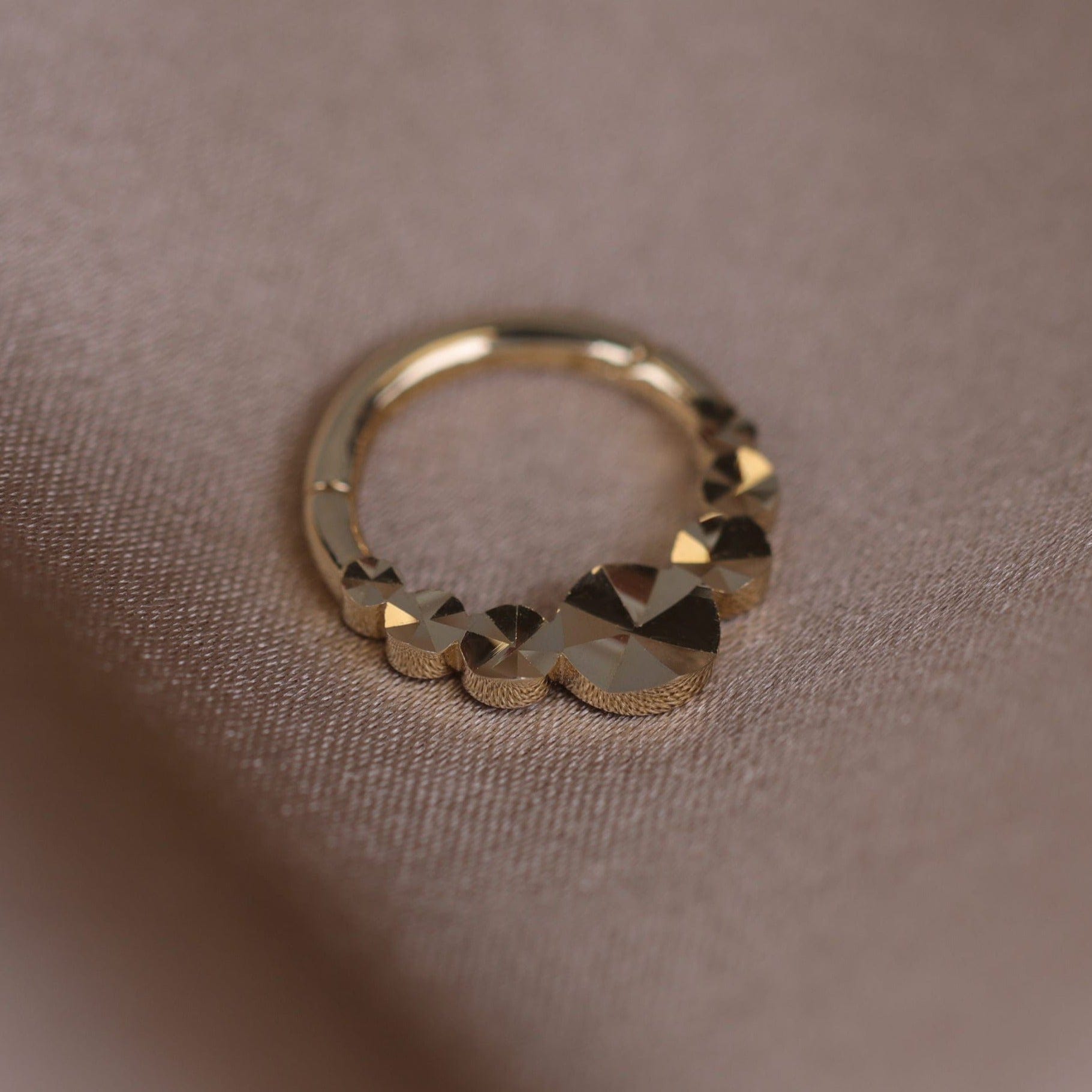 BEATTI Hoops Gold / 16G/8mm 14K Solid Gold Gemma Diamond Cut Hoop Clicker BJ3549 14k Solid Gold Double Pave Daith Hoop