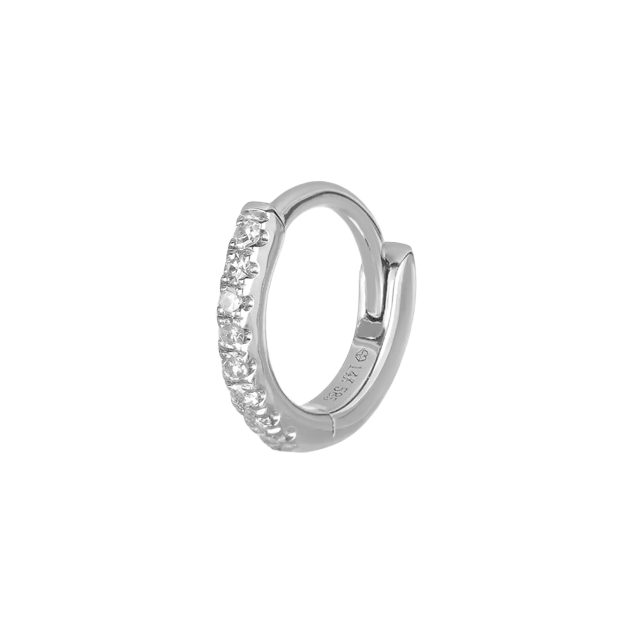 BEATTI Hoops 6mm Mini Pavé Natural Diamond Huggie Hoop 6mm Mini Pavé Natural Diamond Huggie Hoop