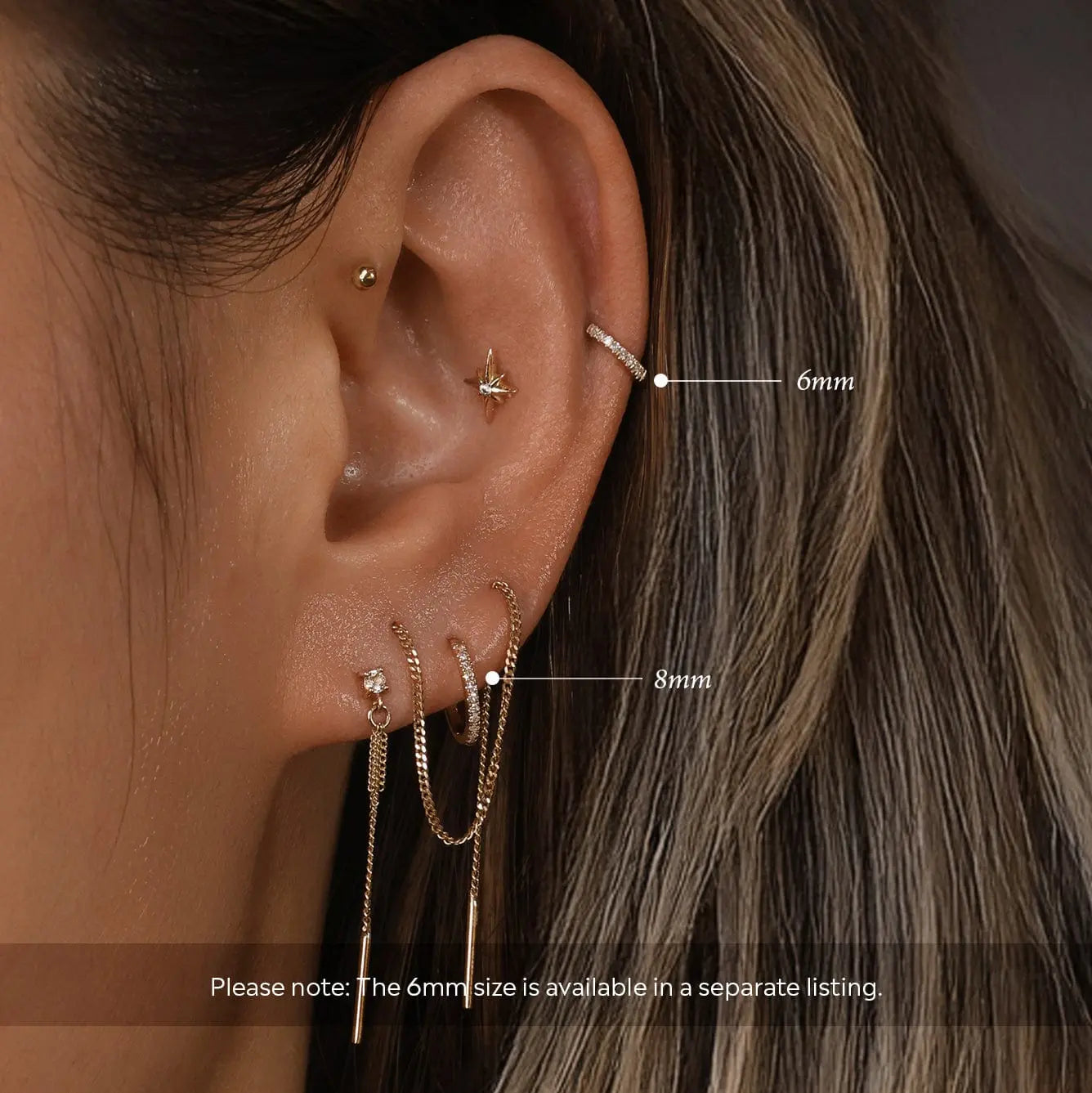 BEATTI Hoops 8mm Pavé Natural Diamond Huggie Hoop 8mm Pavé Natural Diamond Huggie Hoop