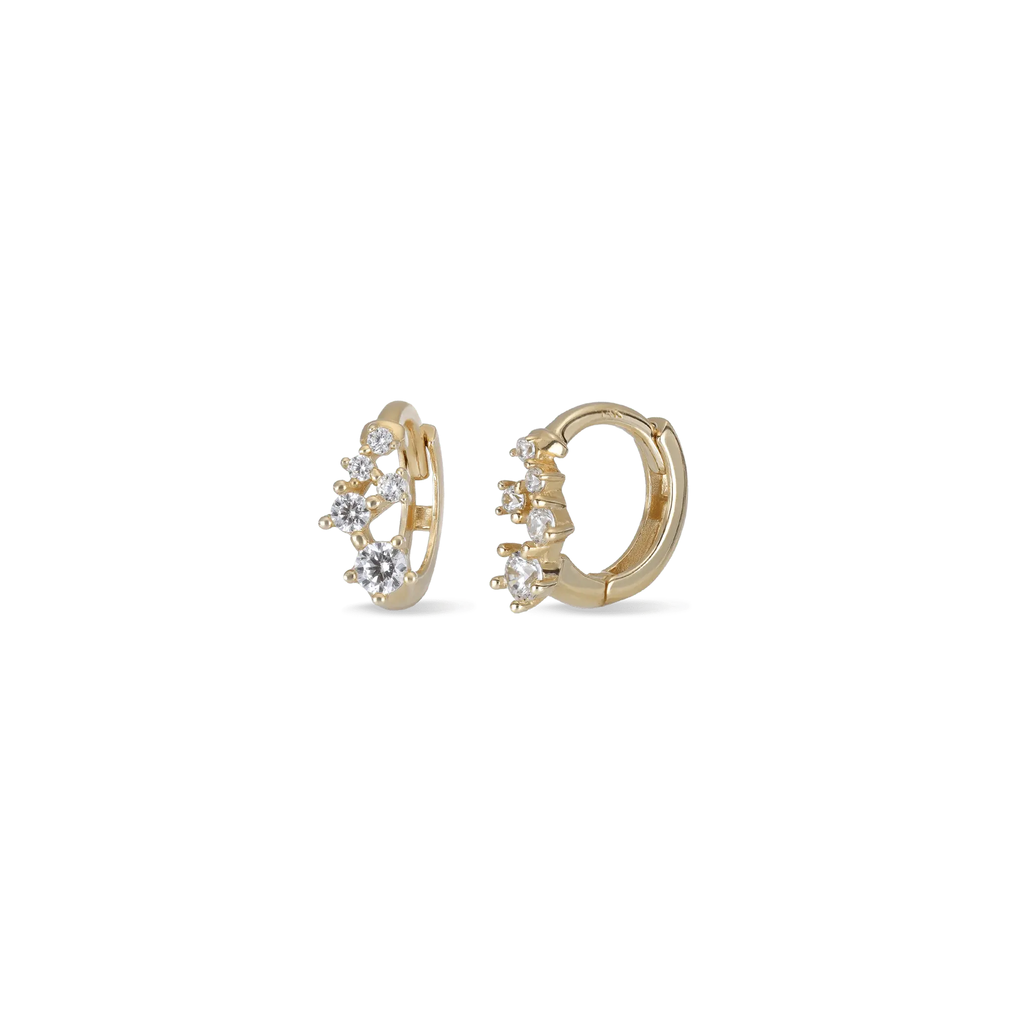 BEATTI Hoops Gold / Pair Ami 14K Gold Multi CZ Hoop Earring OT48590 Ami 14K Gold Multi CZ Hoop Earring