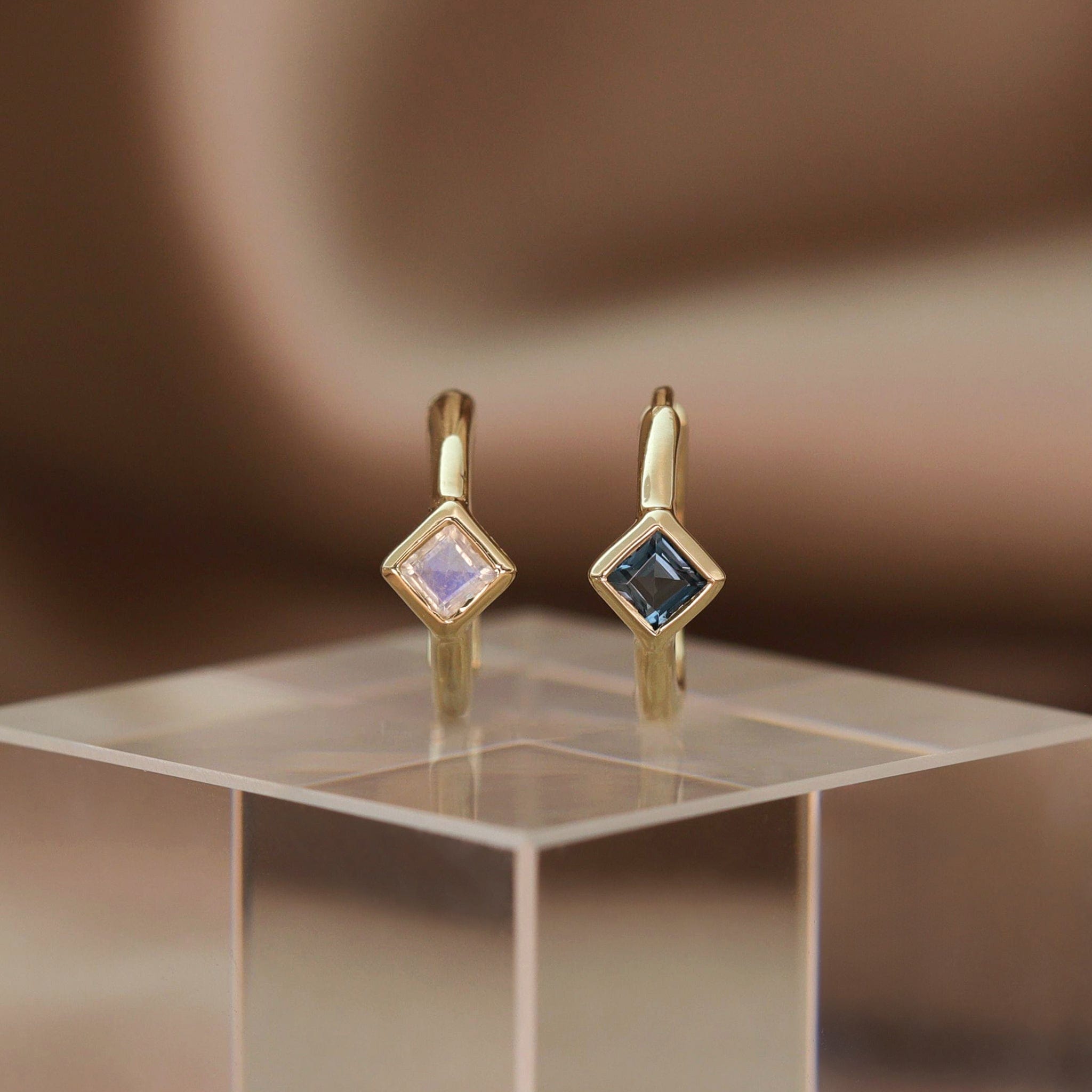 BEATTI Hoops Azra • Dainty Genuine Gemstone Hoop Earrings Azra • Dainty Genuine Gemstone Hoop Earrings