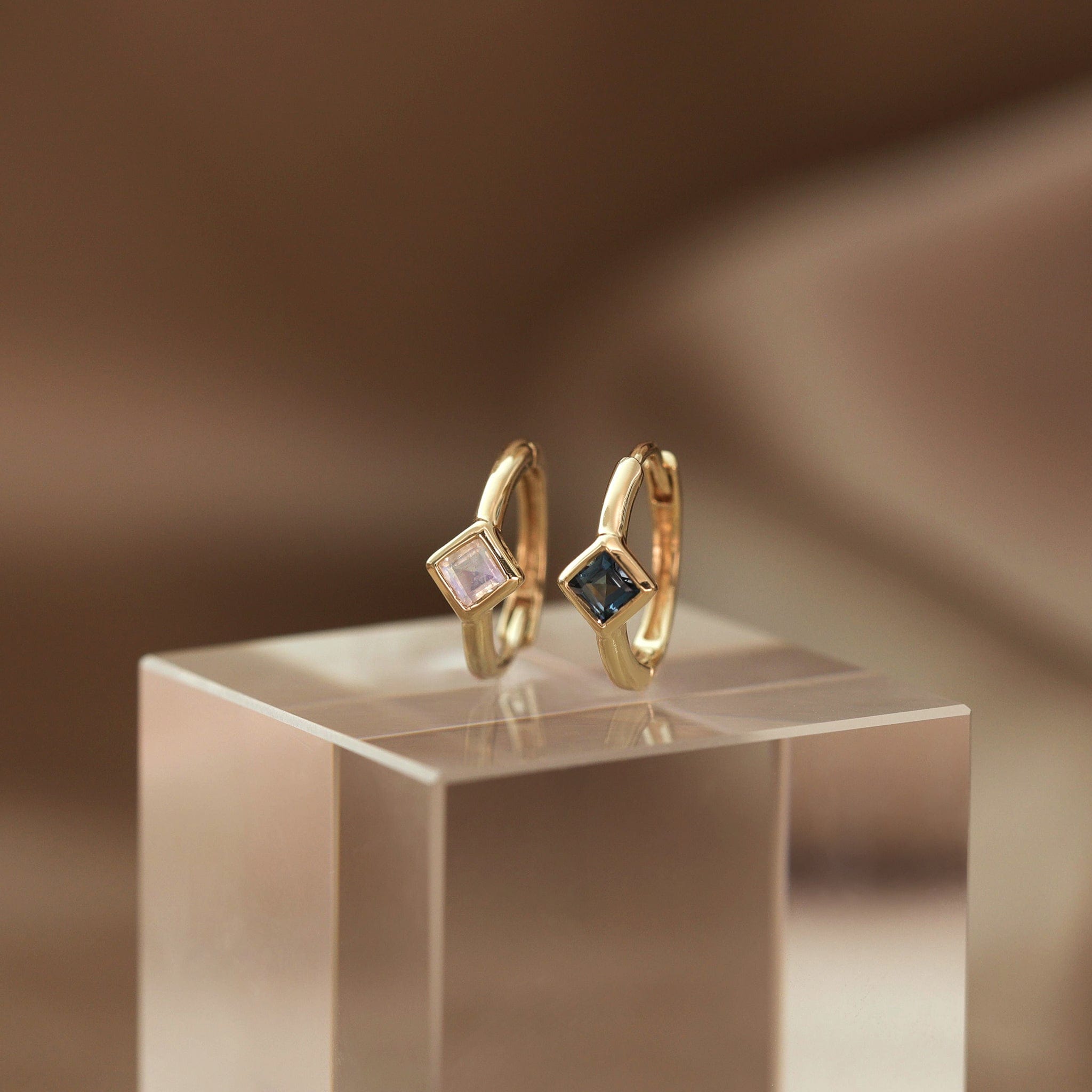 BEATTI Hoops Azra • Dainty Genuine Gemstone Hoop Earrings Azra • Dainty Genuine Gemstone Hoop Earrings