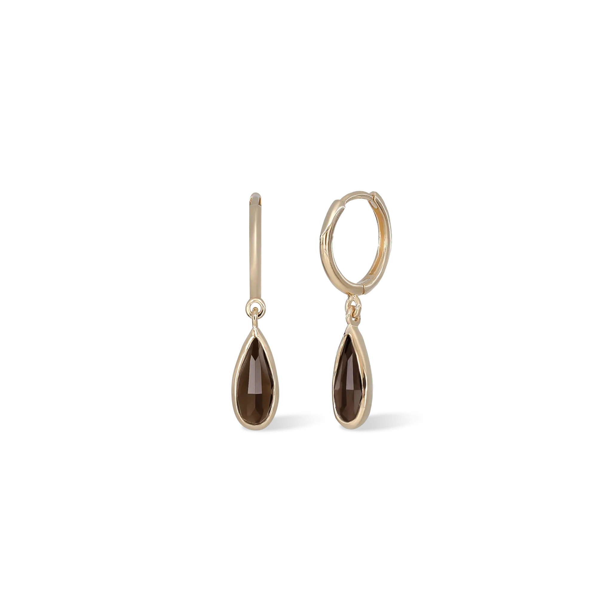 BEATTI Hoops Gold / Smoky Quartz Iris •Smoky Quartz Hoop Earring JFE3117_SQ Iris •Smoky Quartz Hoop Earring
