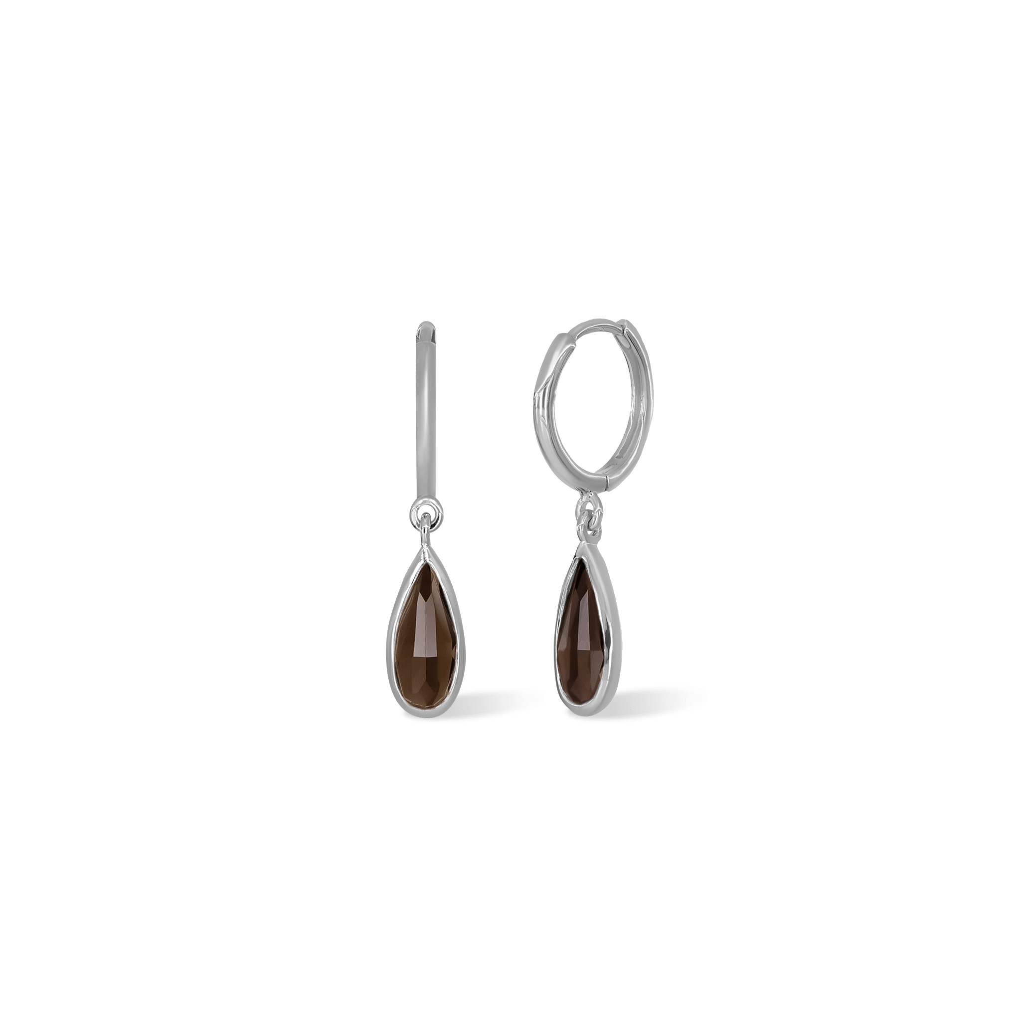 BEATTI Hoops Silver / Smoky Quartz Iris •Smoky Quartz Hoop Earring JFE3117_SQ Iris •Smoky Quartz Hoop Earring