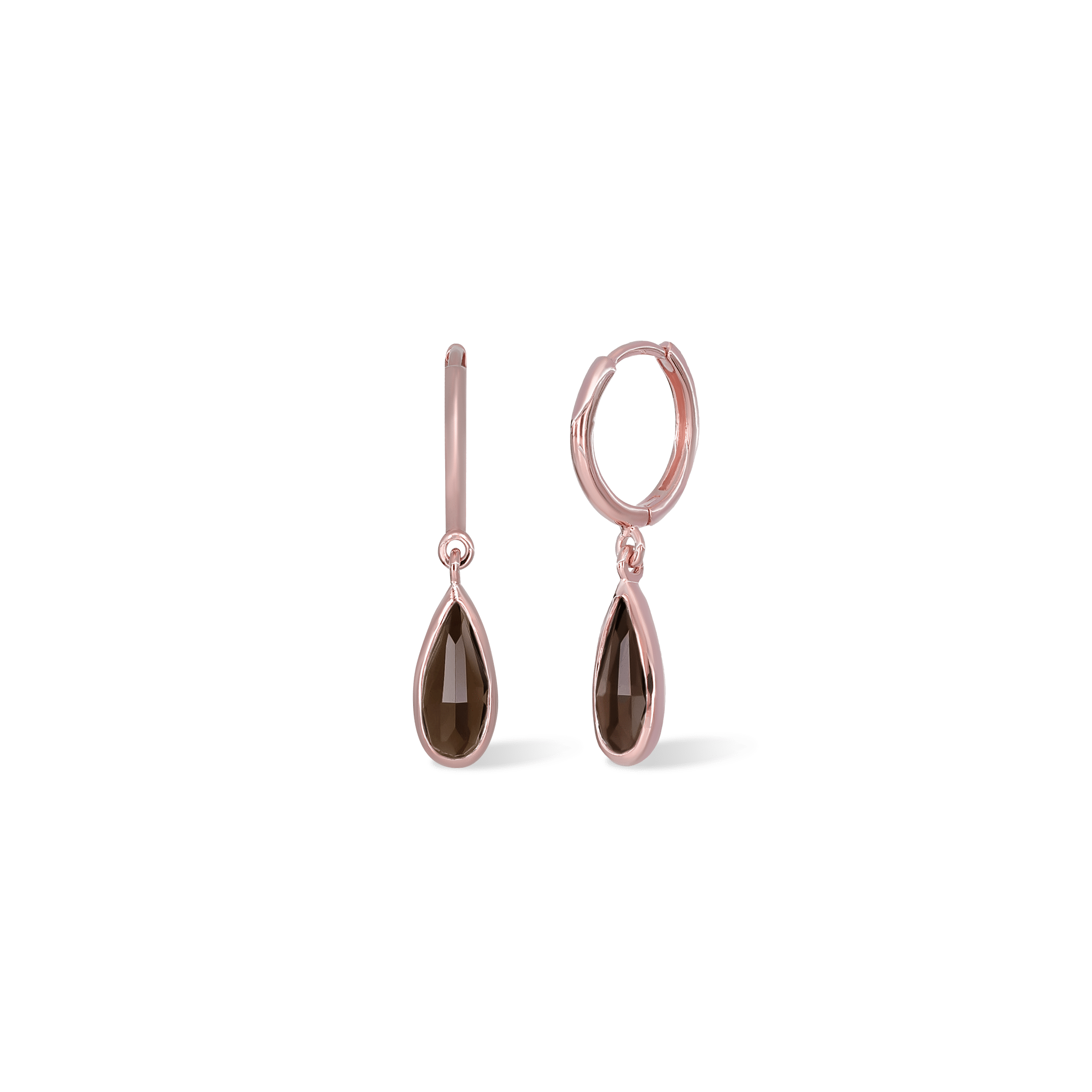 BEATTI Hoops Rose Gold / Smoky Quartz Iris •Smoky Quartz Hoop Earring JFE3117_SQ Iris •Smoky Quartz Hoop Earring