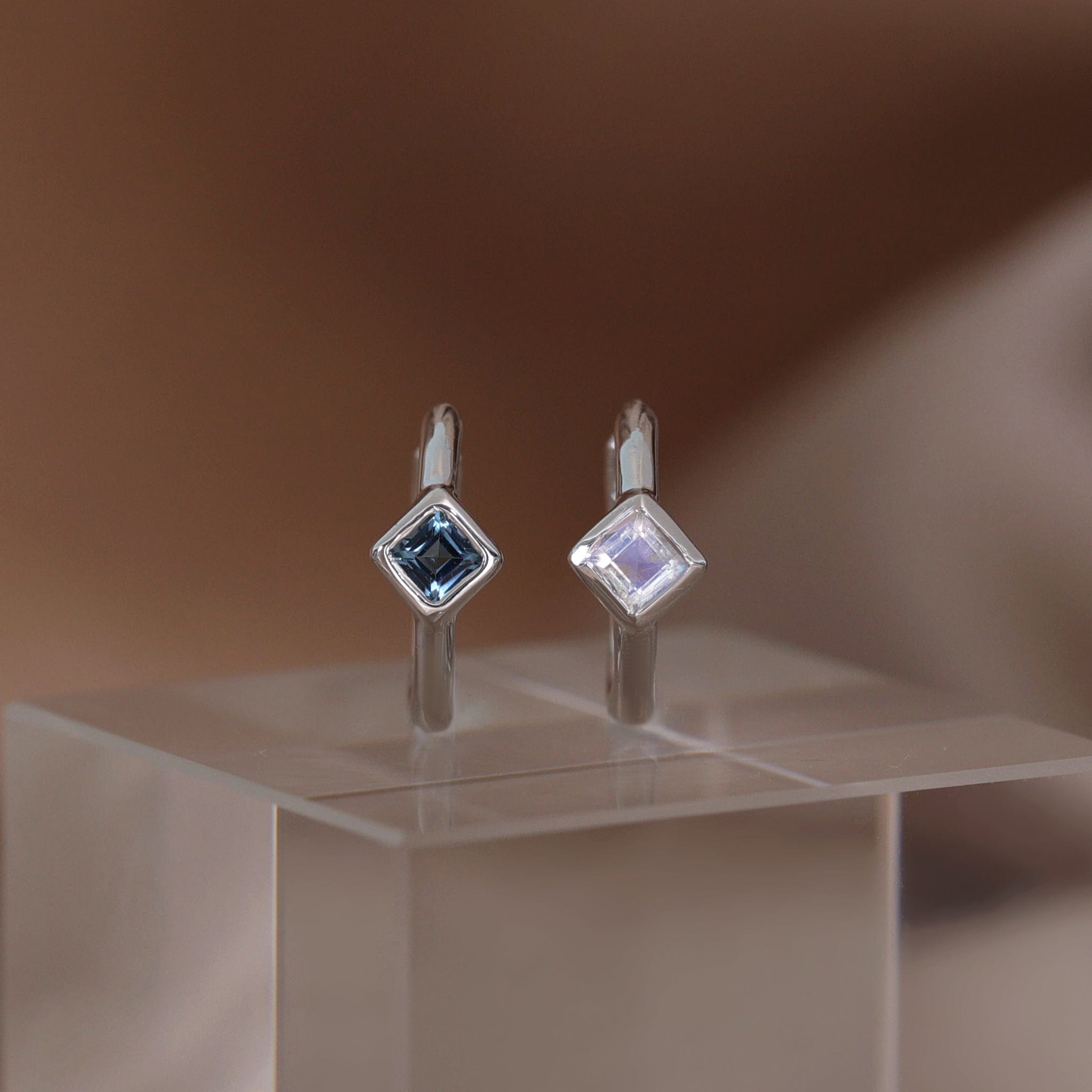 BEATTI Hoops Azra • Dainty Genuine Gemstone Hoop Earrings Azra • Dainty Genuine Gemstone Hoop Earrings