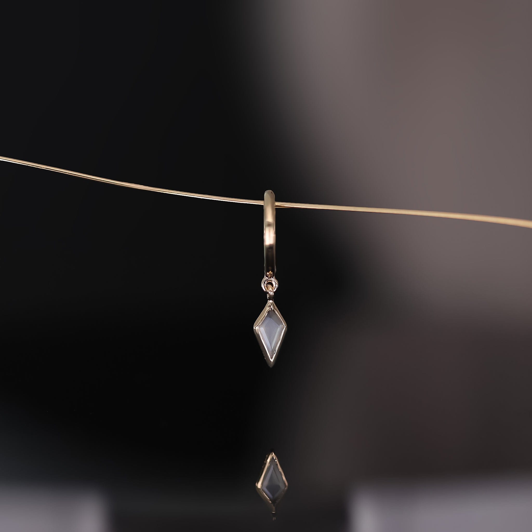 BEATTI Hoops Kite Grey Moonstone Dangle Clicker Hoop Kite Grey Moonstone Dangle Clicker Hoop