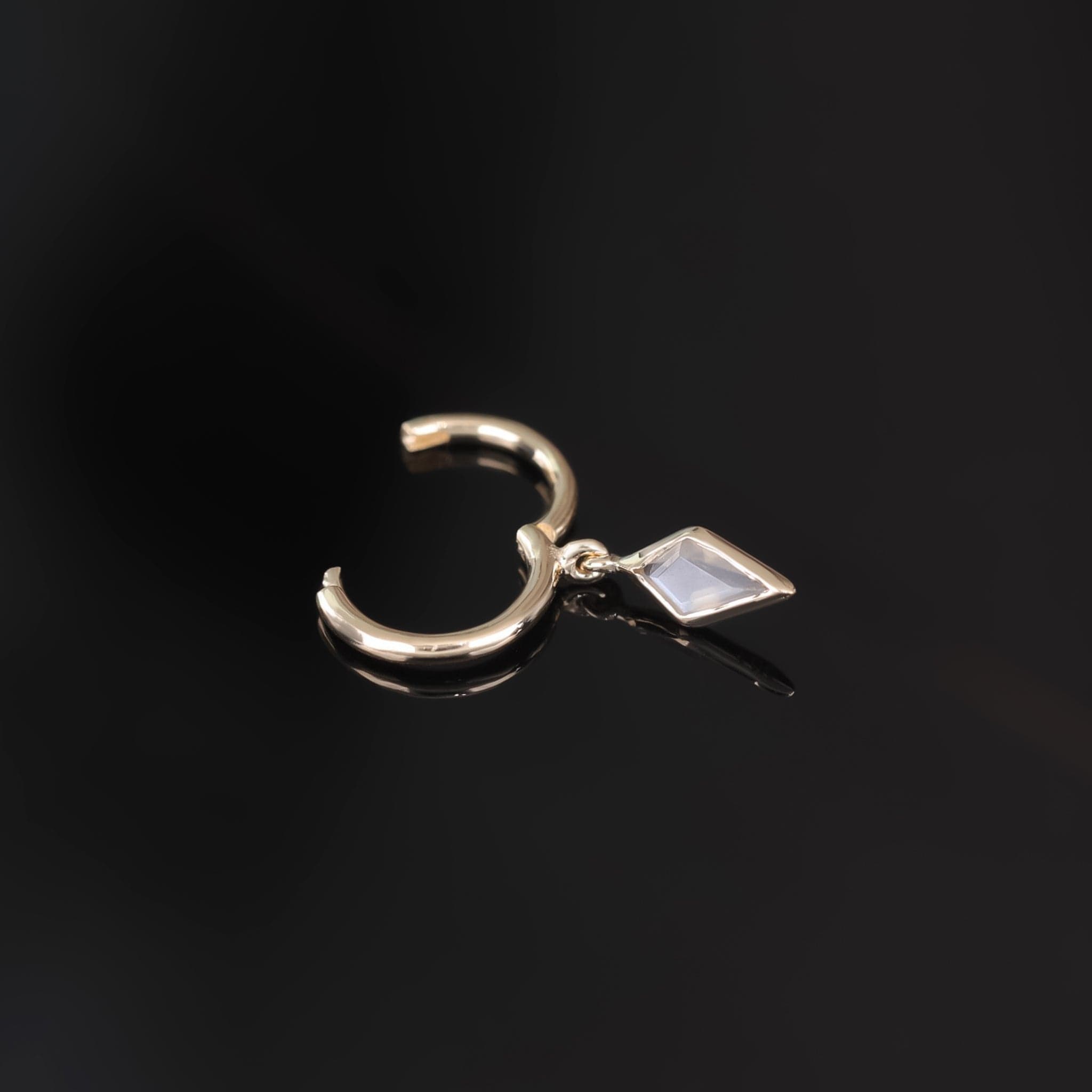 BEATTI Hoops Kite Grey Moonstone Dangle Clicker Hoop Kite Grey Moonstone Dangle Clicker Hoop