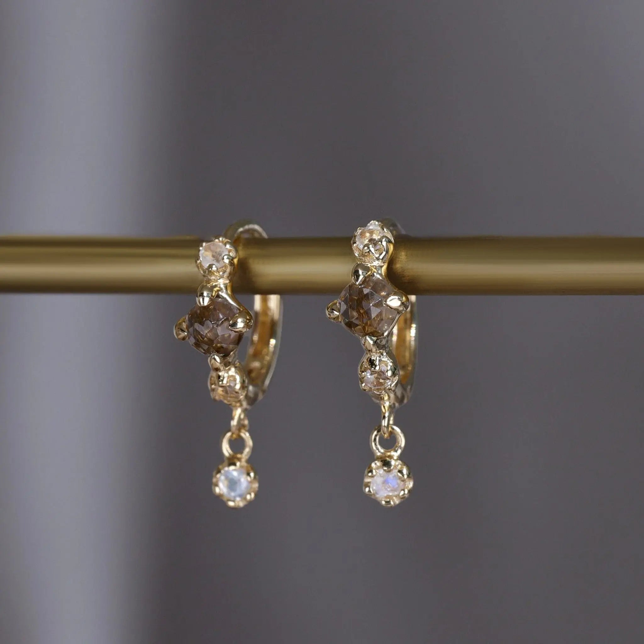 BEATTI Hoops Lucine • Dainty Genuine Smoky Quartz Hoop Earrings Smoky Quartz Lucine • Dainty Genuine Smoky Quartz Hoop Earrings Smoky Quartz