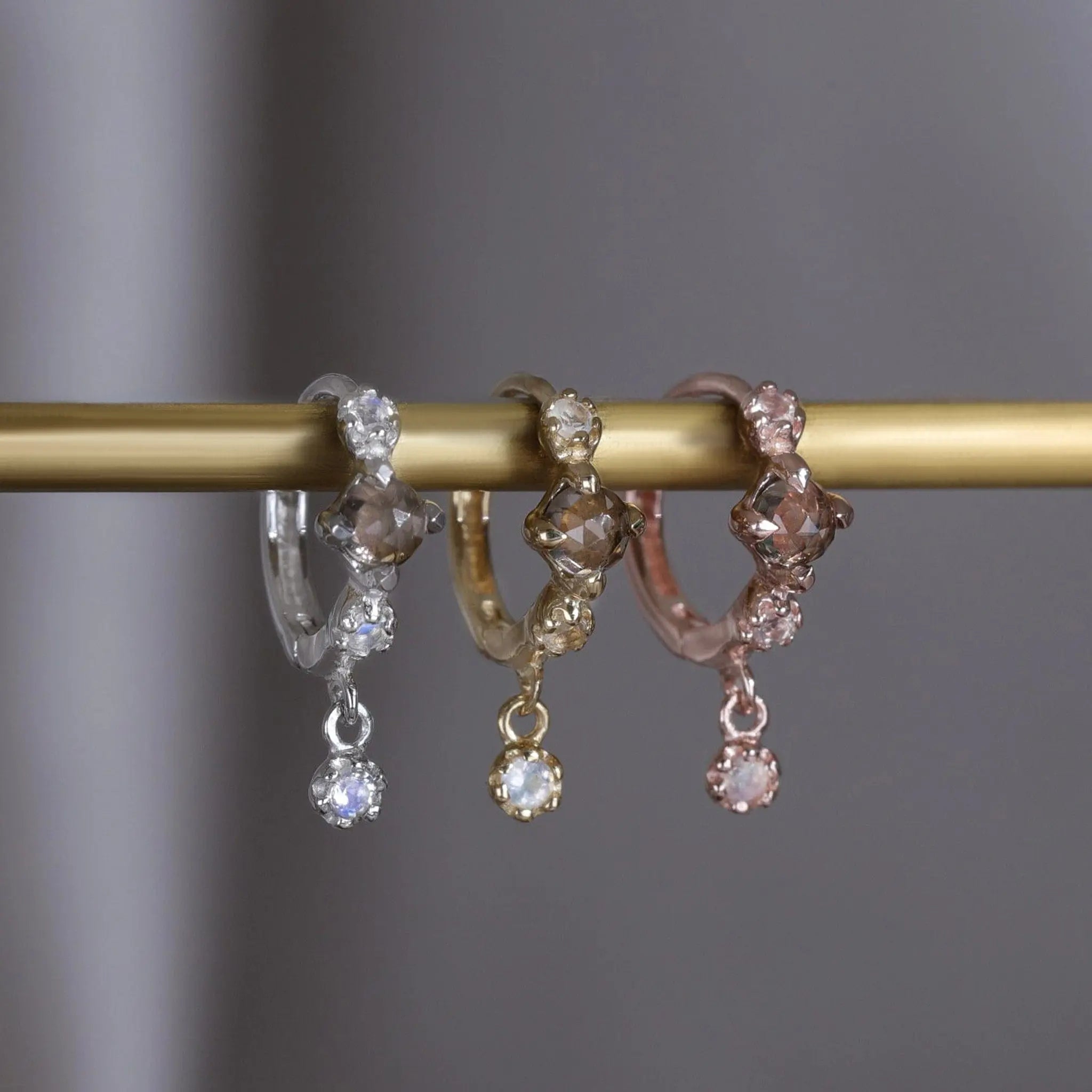 BEATTI Hoops Lucine • Dainty Genuine Smoky Quartz Hoop Earrings Smoky Quartz Lucine • Dainty Genuine Smoky Quartz Hoop Earrings Smoky Quartz