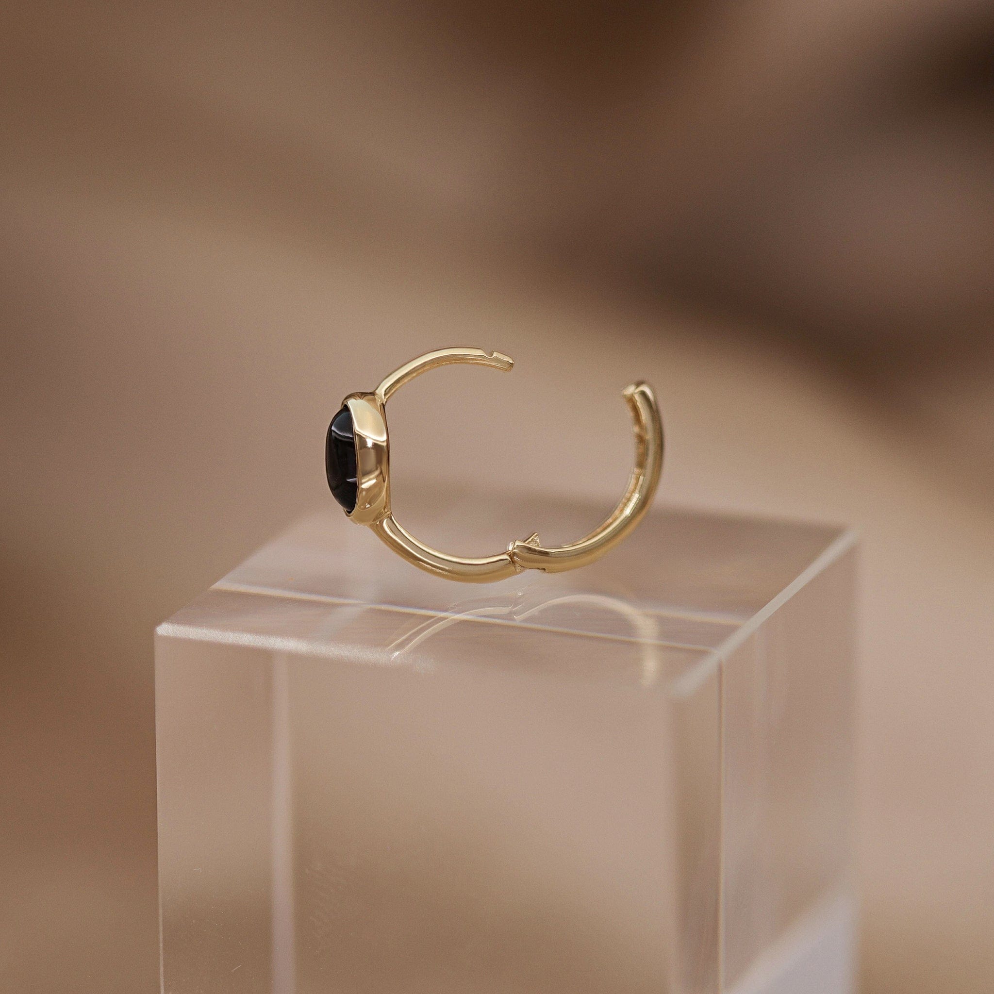 BEATTI Hoops Oval Cabochon Gemstone Hoop Earrings Oval Cabochon Gemstone Hoop Earrings