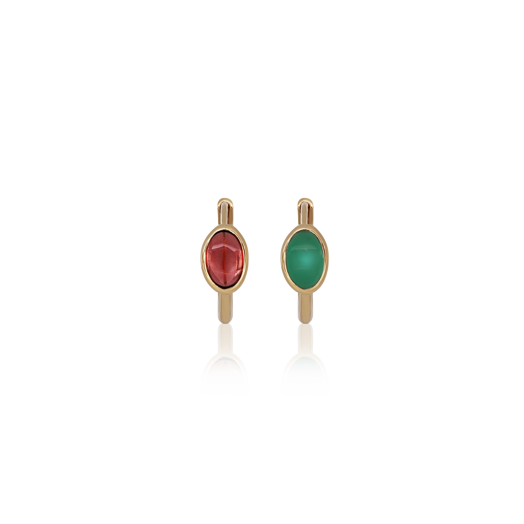 BEATTI Hoops Oval Cabochon Gemstone Hoop Earrings Oval Cabochon Gemstone Hoop Earrings