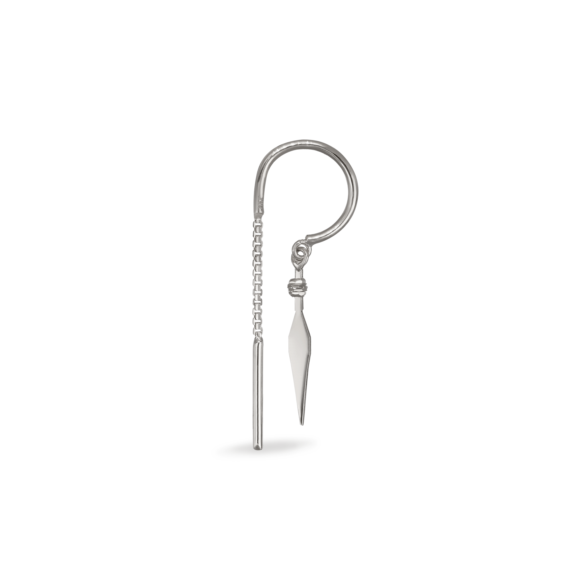 BEATTI Hoops White Gold / Single Versa Chain Claw Hoop with Spike Charm MJH012 Versa Chain Claw Hoop with Spike Charm