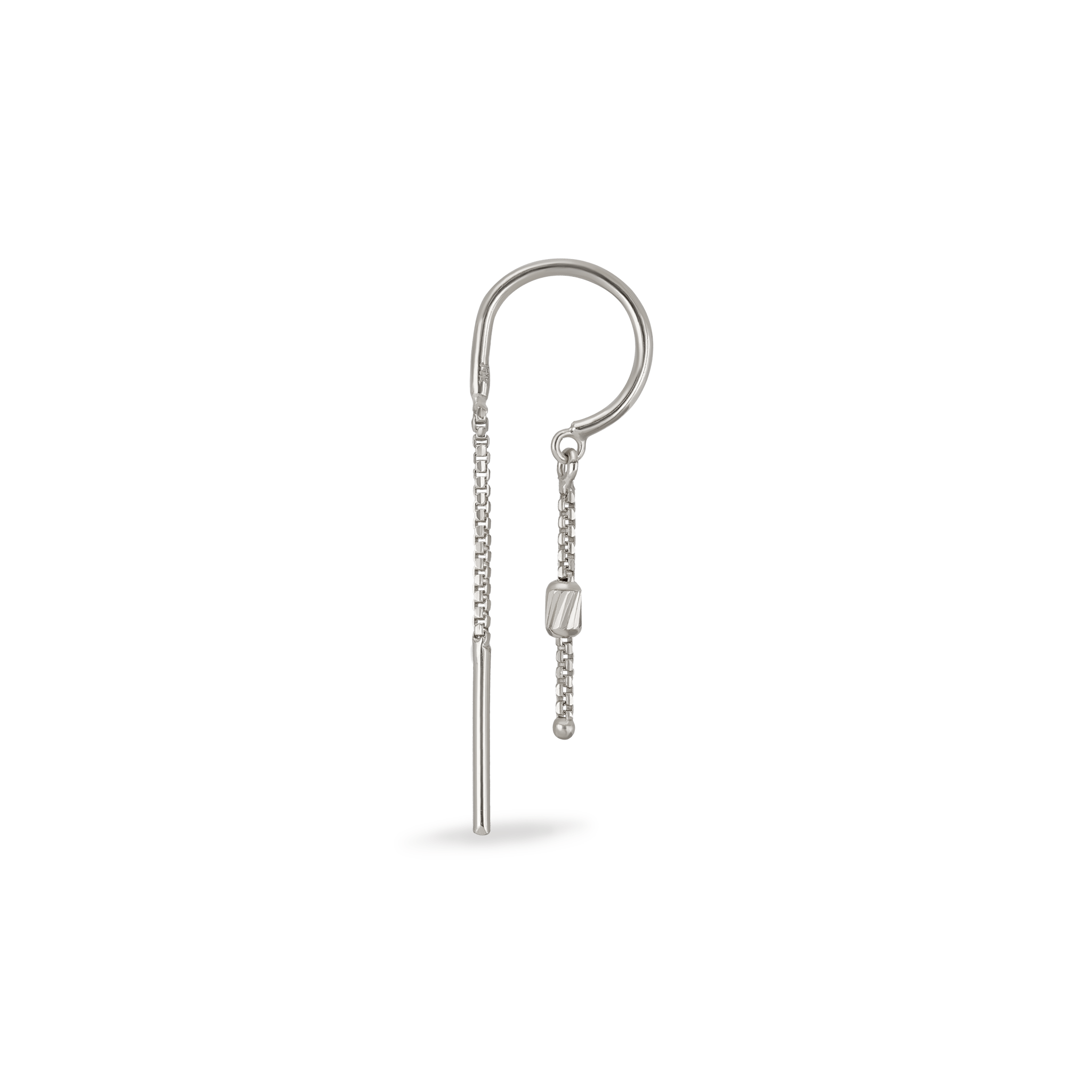 BEATTI Hoops White Gold / Single Versa Chain Claw Hoop with Tiny Barrel MJH011 WG Versa Chain Claw Hoop with Tiny Barrel