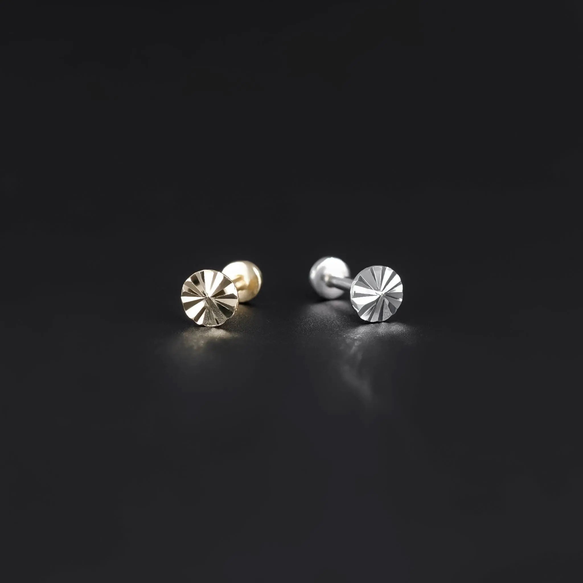 BEATTI Internal Thread 14K Solid Gold Diamond Cutting Flat Disc Internally Threaded 14K Solid Gold Diamond Cutting Flat Disc Internally Threaded