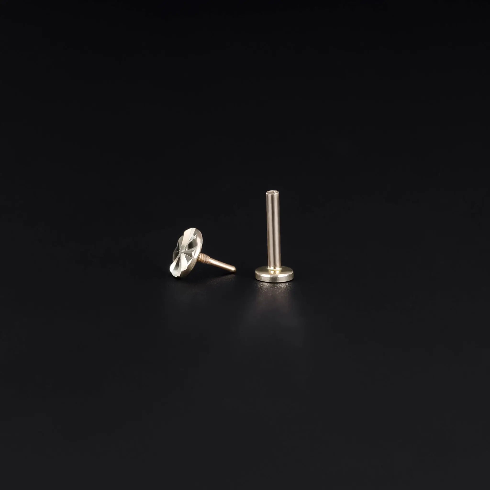 BEATTI Internal Thread 14K Solid Gold Diamond Cutting Flat Disc Internally Threaded 14K Solid Gold Diamond Cutting Flat Disc Internally Threaded