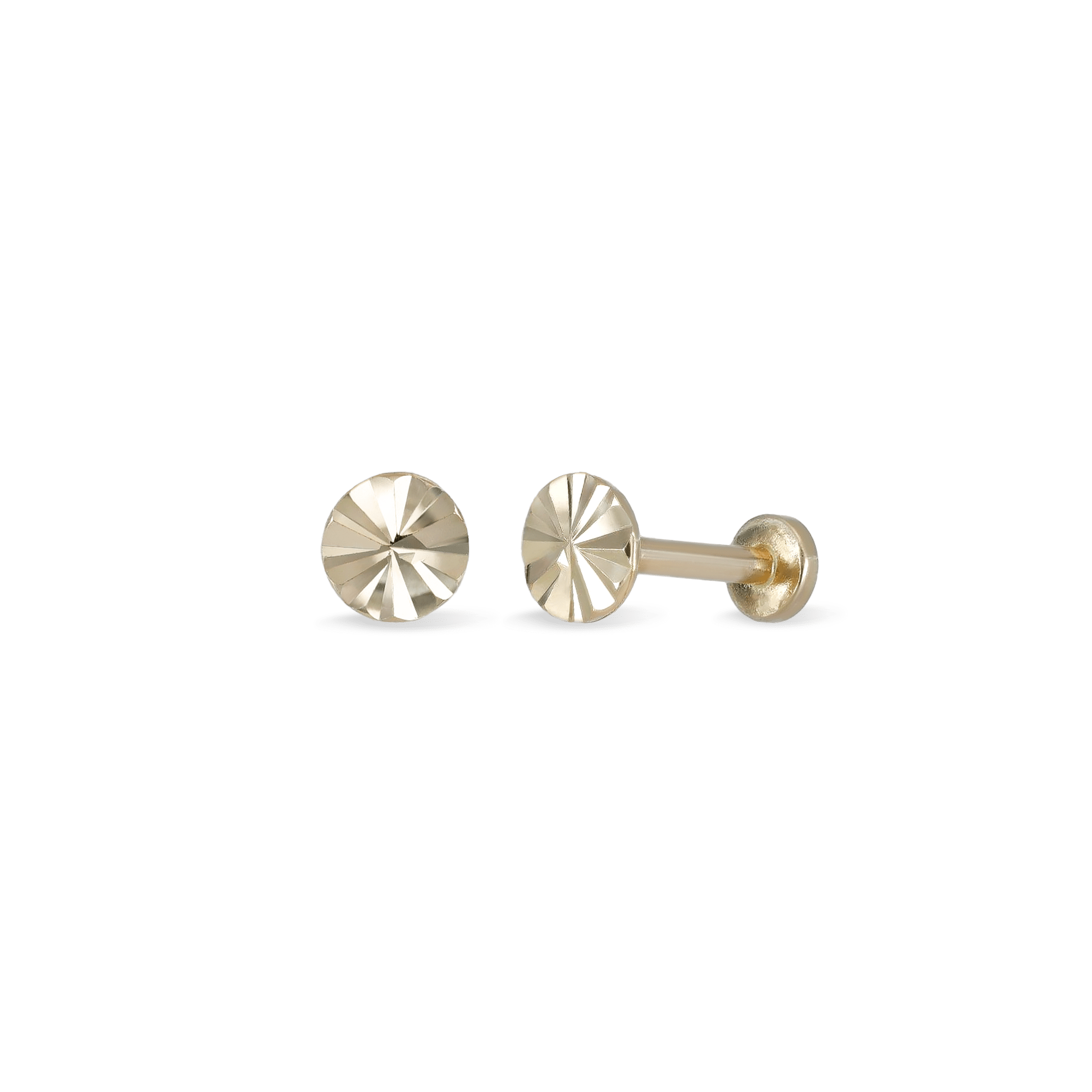 BEATTI Internal Thread Gold 14K Solid Gold Diamond Cutting Flat Disc Internally Threaded PL139 14K Solid Gold Diamond Cutting Flat Disc Internally Threaded