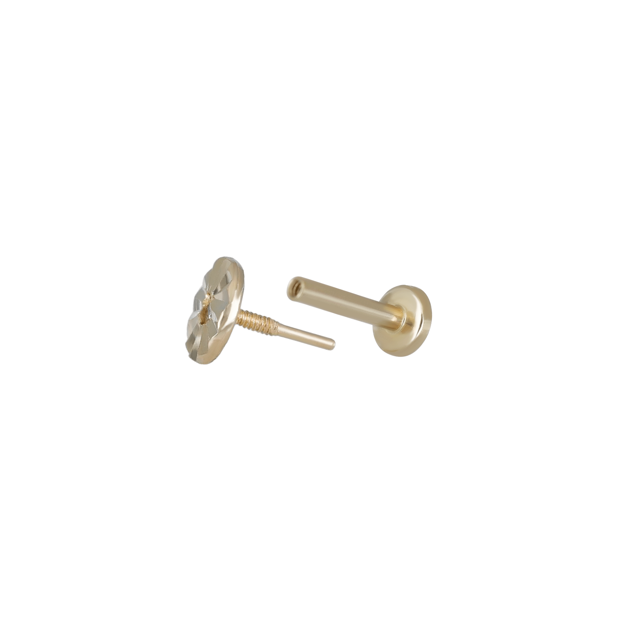BEATTI Internal Thread 14K Solid Gold Diamond Cutting Flat Disc with Gem Internally Threaded 14K Solid Gold Diamond Cutting Flat Disc with Gem Internally Threaded