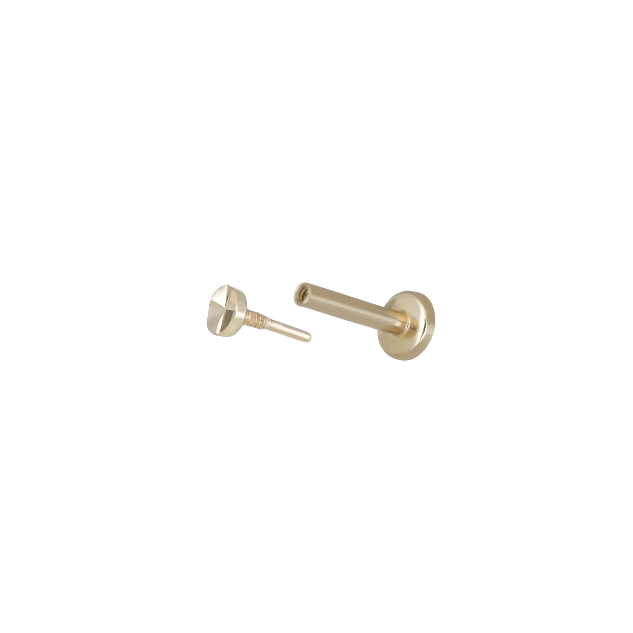 BEATTI Internal Thread Gold 14K Solid Gold Tiny Diamond Cutting Flat Disc Internally Threaded PL136 14K Solid Gold Tiny Diamond Cutting Flat Disc Internally Threaded