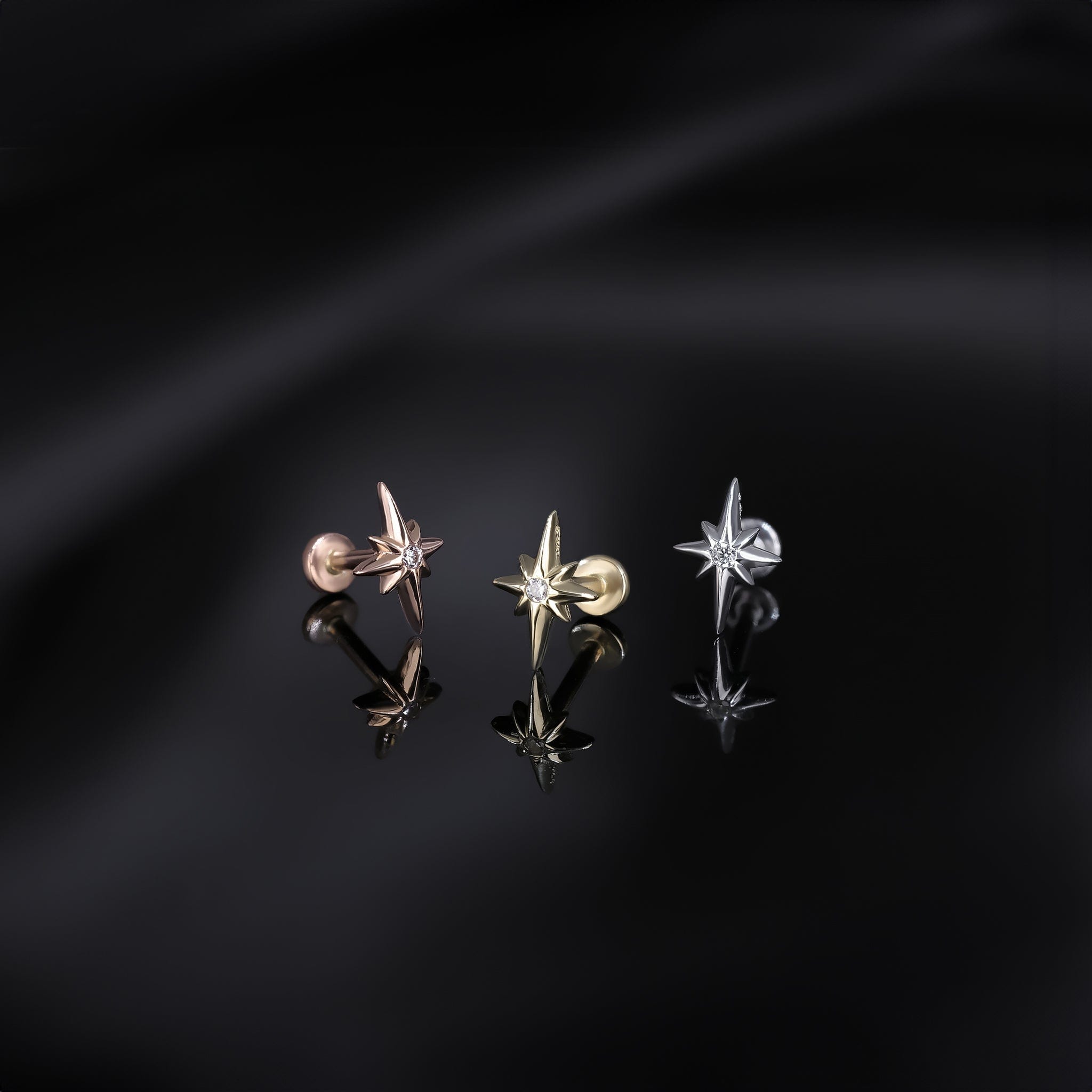 BEATTI Internal Thread CZ • North Star Internally Threaded Flatback Stud CZ • North Star Internally Threaded Flatback Stud