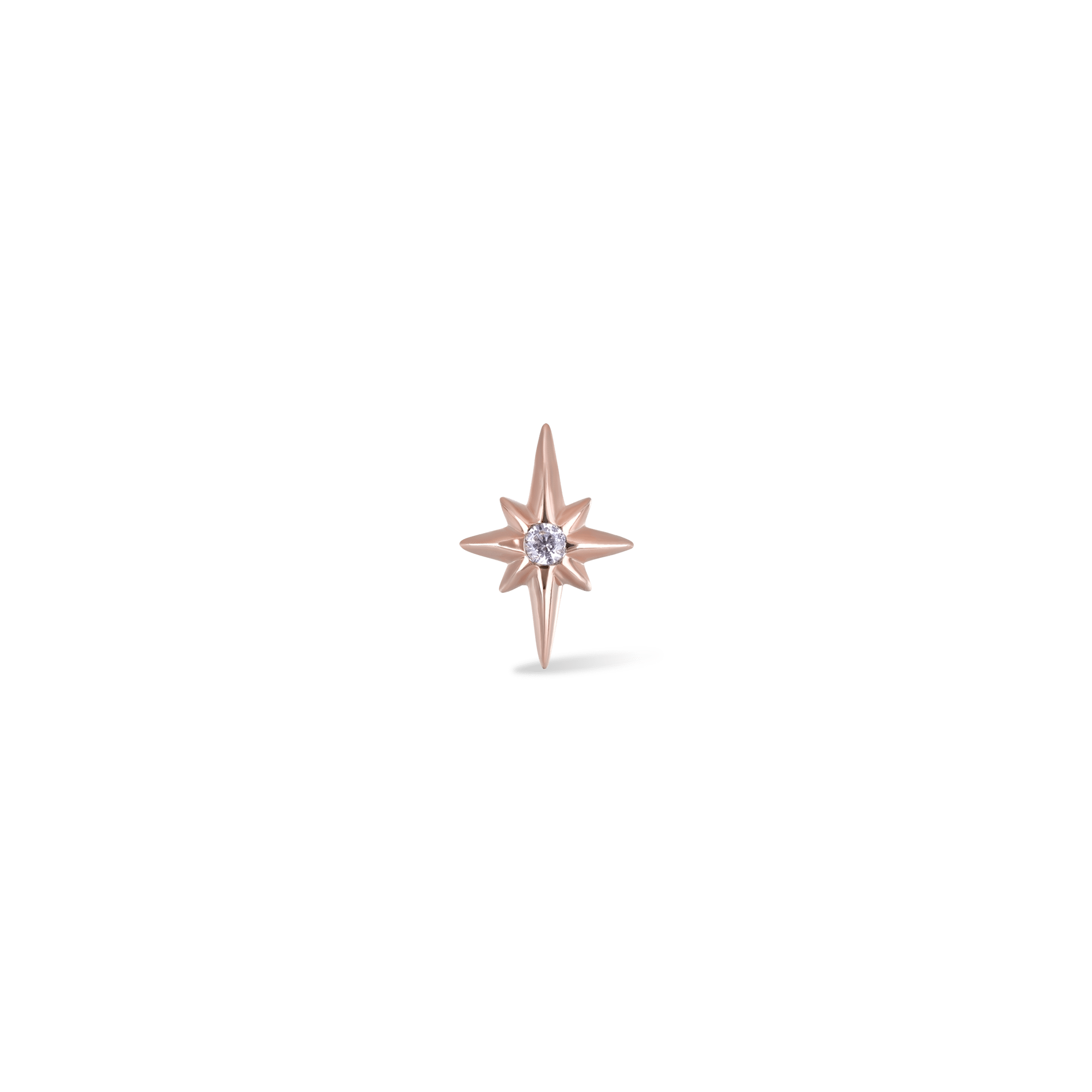 BEATTI Internal Thread Rose Gold / Cubic Zirconia CZ • North Star Internally Threaded Flatback Stud PL309 RG CZ CZ • North Star Internally Threaded Flatback Stud