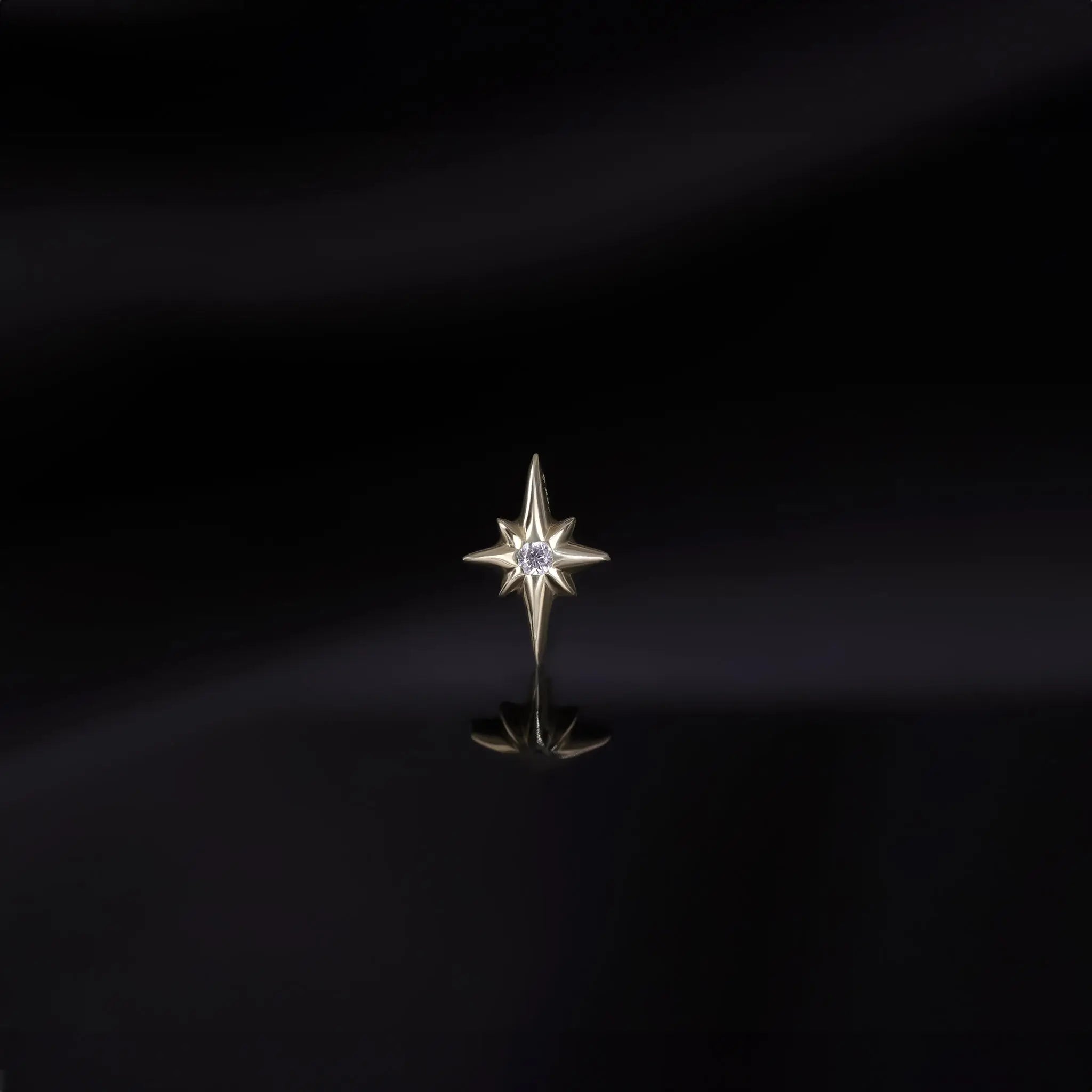 BEATTI Internal Thread Gold / White Diamond Natural Diamond • North Star Internally Threaded Flatback Stud PL309 YG WD Natural Diamond • North Star Internally Threaded Flatback Stud