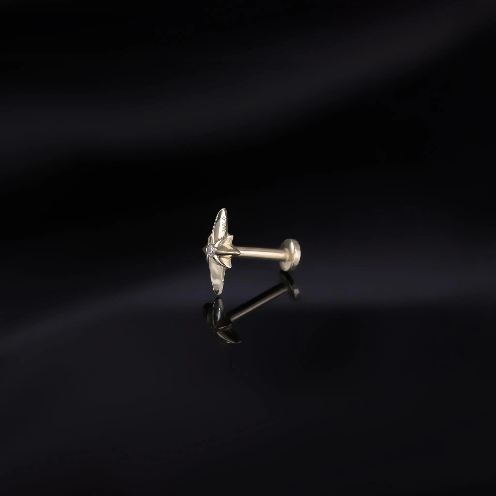 BEATTI Internal Thread Gold / White Diamond Natural Diamond • North Star Internally Threaded Flatback Stud PL309 YG WD Natural Diamond • North Star Internally Threaded Flatback Stud