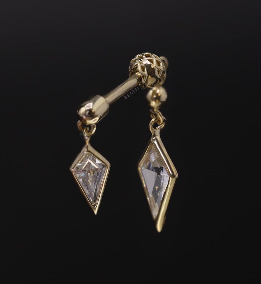 BEATTI Internal Thread Riké • 14K Solid Gold Double Diamond Barbell Piercing Riké • 14K Solid Gold Double Diamond Barbell Piercing