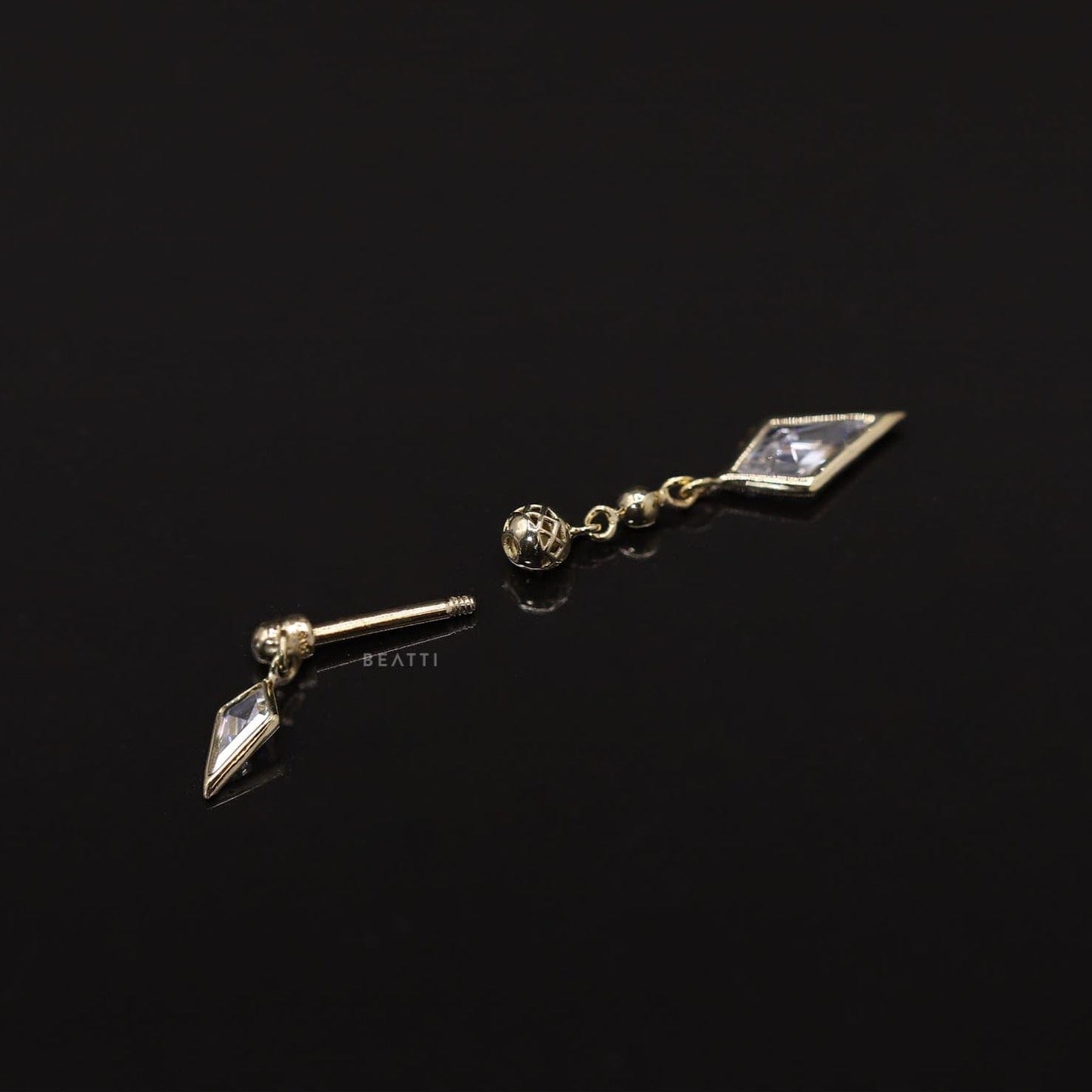 BEATTI Internal Thread Riké • 14K Solid Gold Double Diamond Barbell Piercing Riké • 14K Solid Gold Double Diamond Barbell Piercing