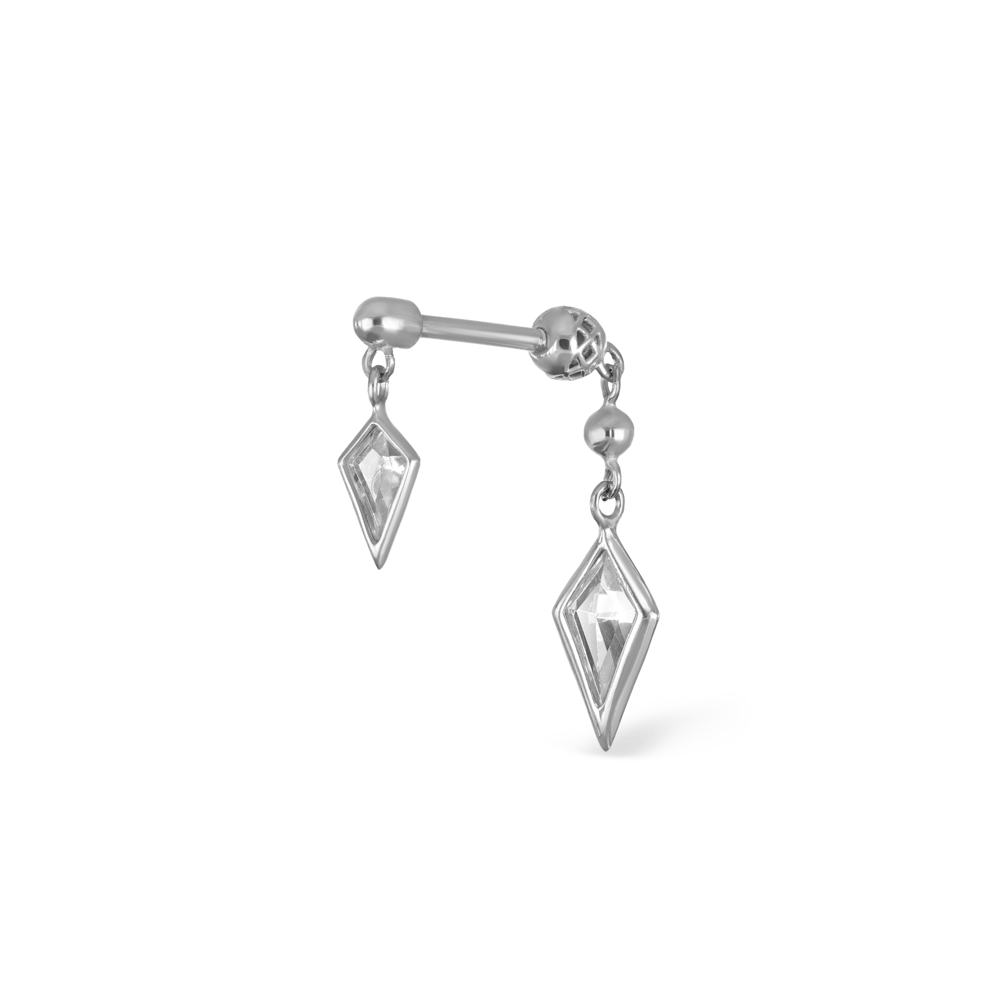 BEATTI Internal Thread White Gold / 6mm Riké • 14K Solid Gold Double Diamond Barbell Piercing KPE5050 Riké • 14K Solid Gold Double Diamond Barbell Piercing