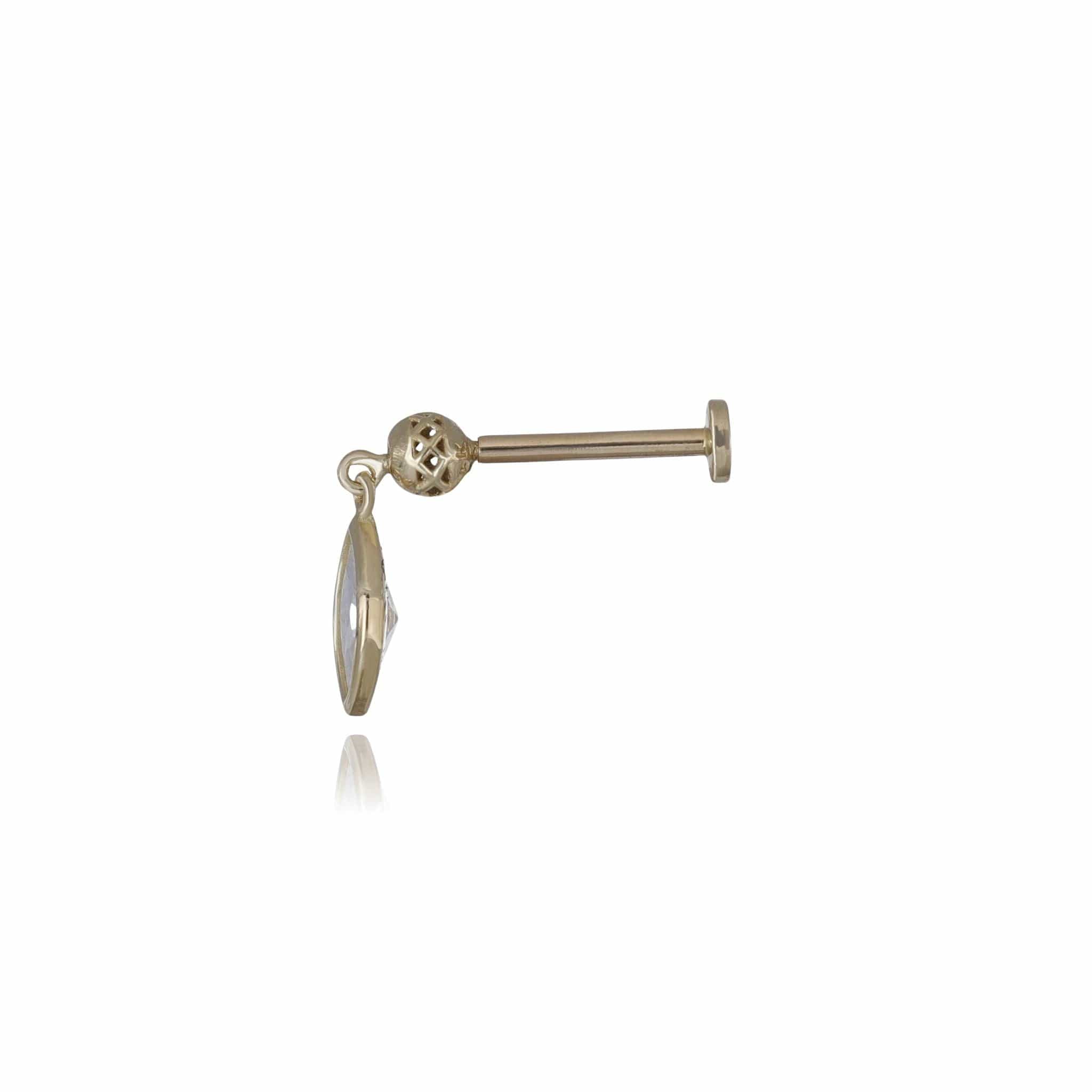 BEATTI Internal Thread Riké • 14K Solid Gold Marquise Cut Flat Back Earring Riké • 14K Solid Gold Marquise Cut Flat Back Earring