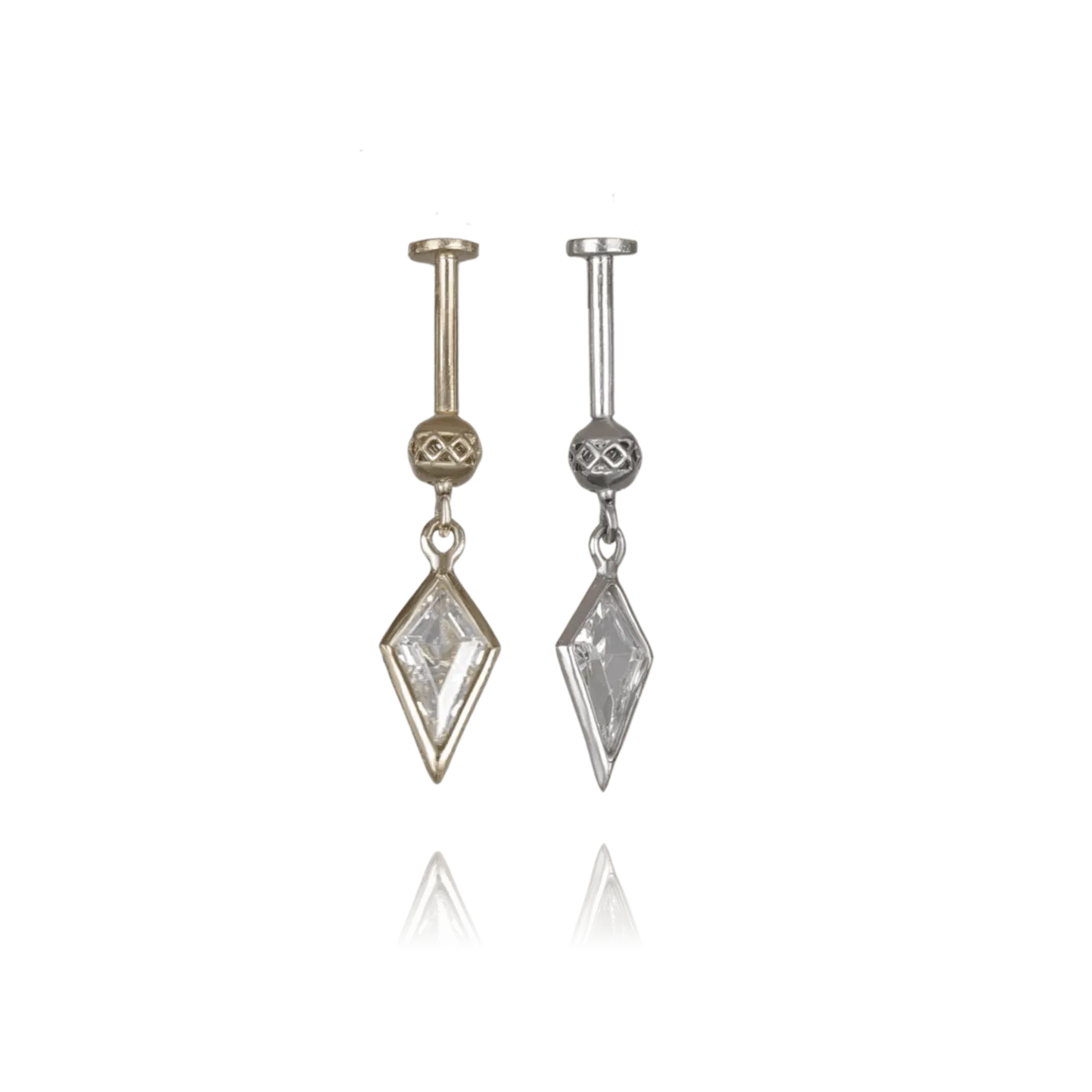 BEATTI Internal Thread Riké • Kite Cut CZ Flat Back Earring Riké • Kite Cut CZ Flat Back Earring