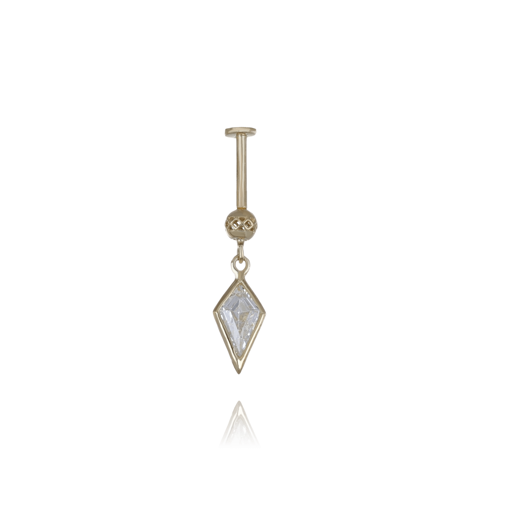 BEATTI Internal Thread Riké • Kite Cut CZ Flat Back Earring Riké • Kite Cut CZ Flat Back Earring
