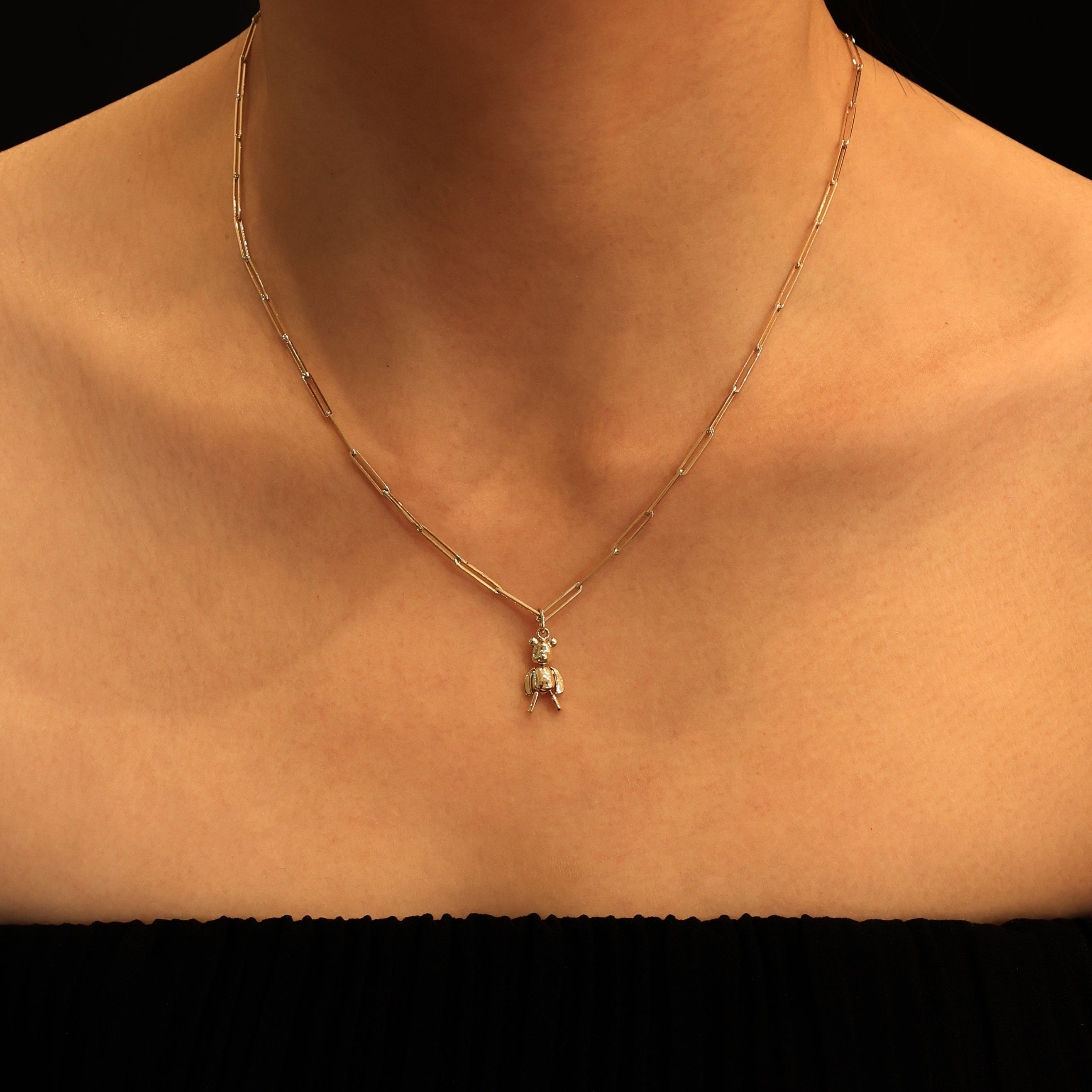 BEATTI Necklace Gold DR119 14K Gold Teddy Bear Pendant Necklace DR119 DR119 14K Gold Teddy Bear Pendant Necklace