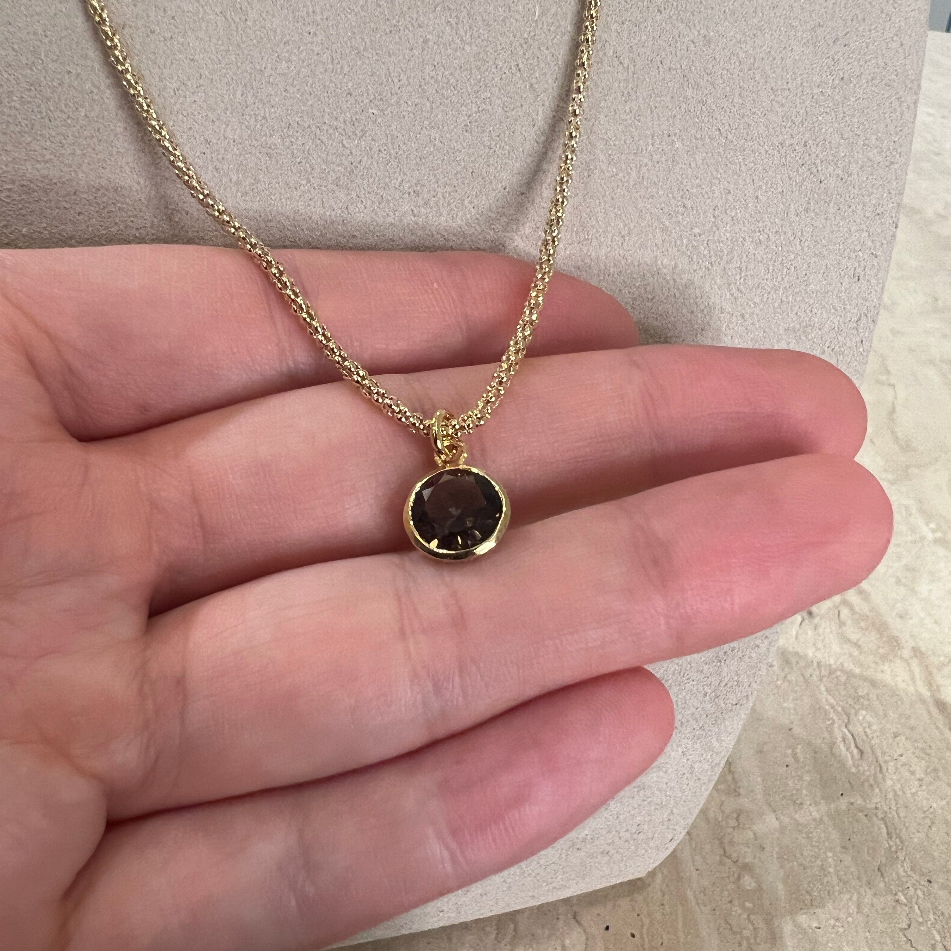 BEATTI Necklace Gold / Smoky Quartz Sample Sale • Gemstone Chain Necklace G106_SS23 G106 Sample Sale • Gemstone Chain Necklace G106_SS23