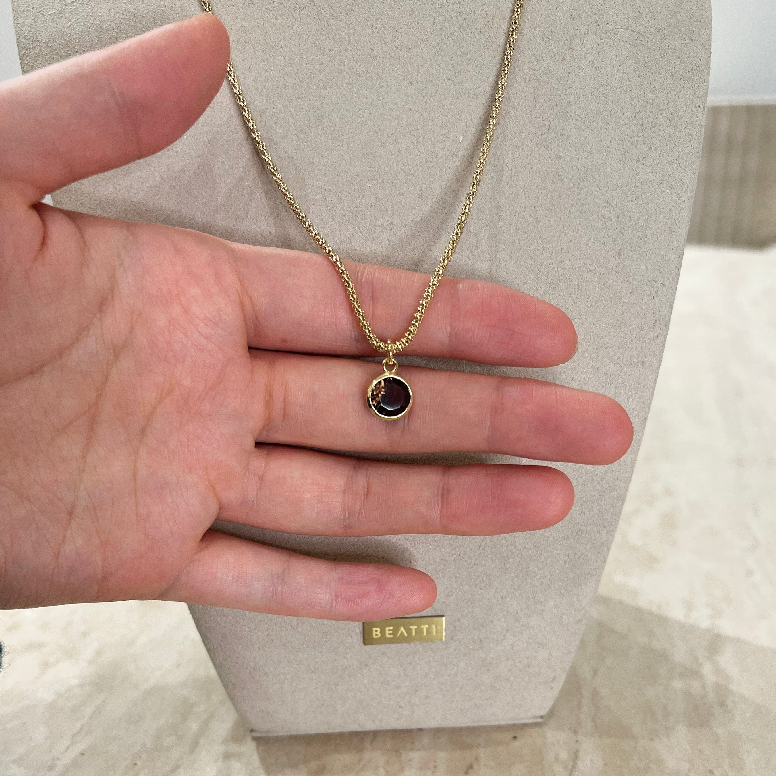 BEATTI Necklace Gold / Smoky Quartz Sample Sale • Gemstone Chain Necklace G106_SS23 G106 Sample Sale • Gemstone Chain Necklace G106_SS23