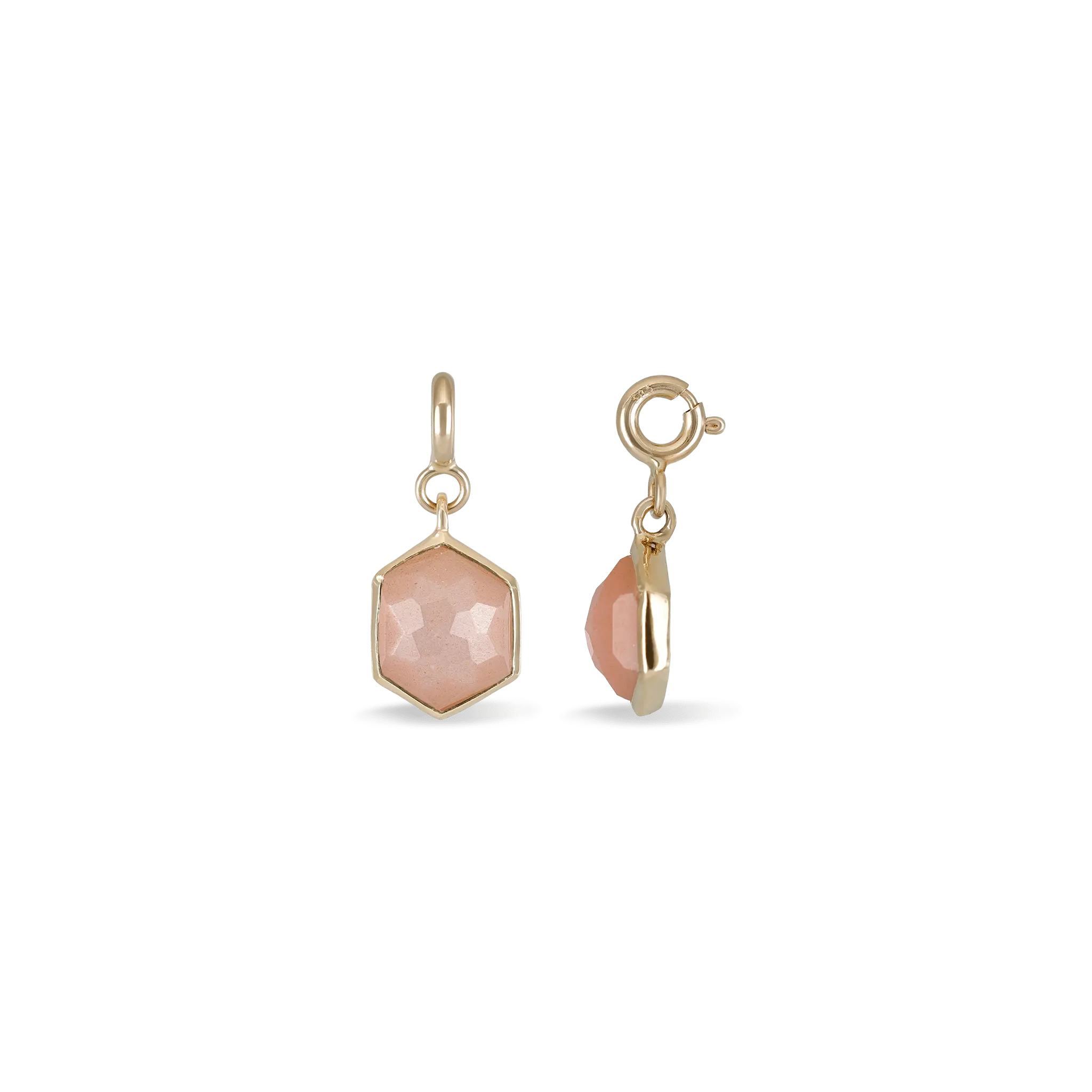 BEATTI Pendants Gold / Peach Moonstone Hexagon Dome SR Pendant JFPG010_A-1 Hexagon Dome SR Pendant