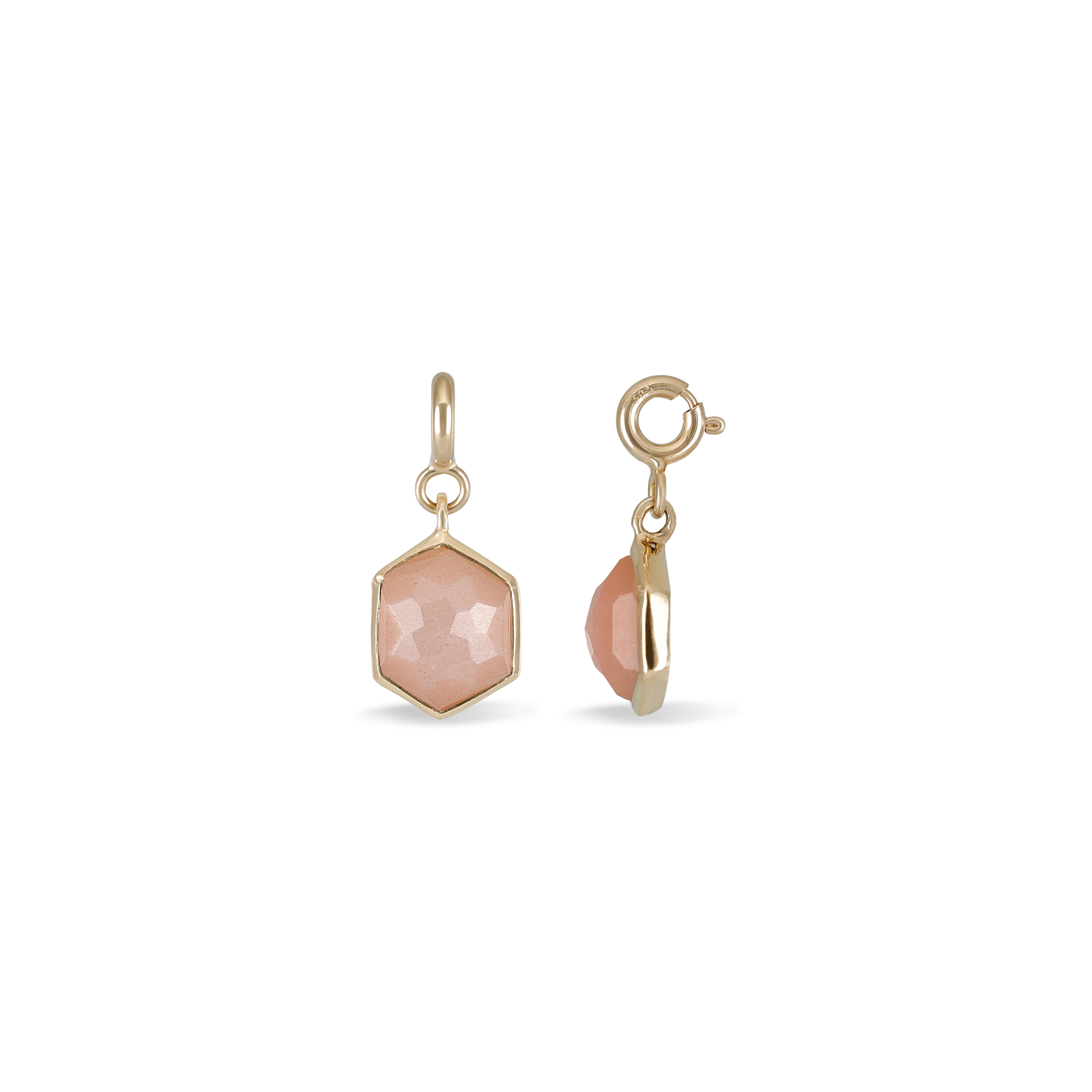 BEATTI Pendants Gold / Peach Moonstone Hexagon Dome SR Pendant JFPG010_A-1 Hexagon Dome SR Pendant